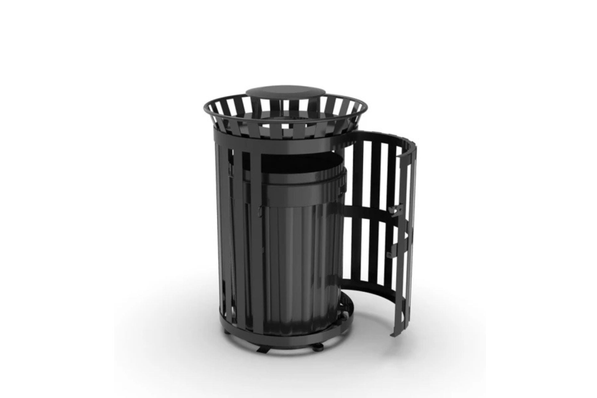 45 Gallon Slatted Steel Trash Can | WillyGoat Playgrounds