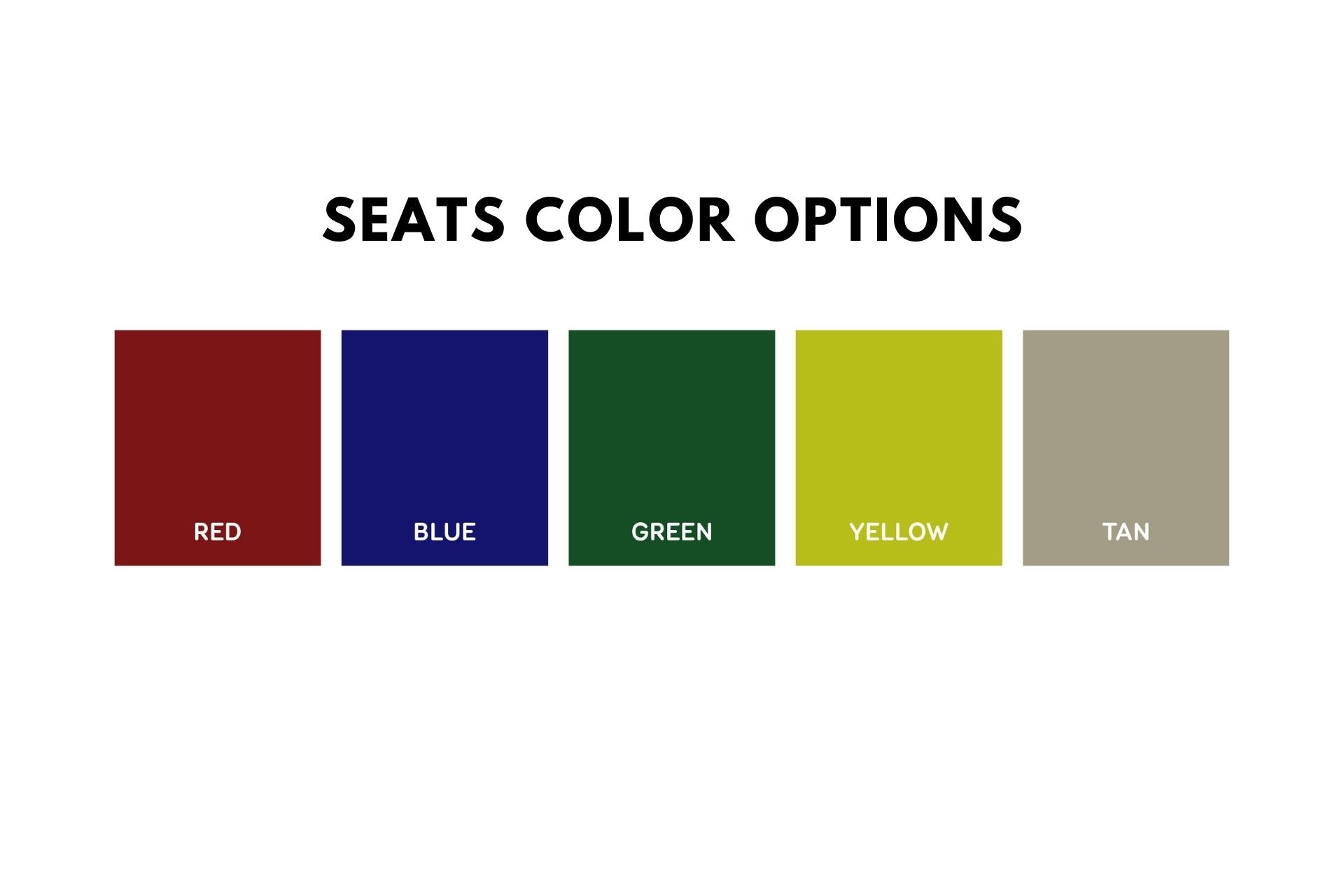 Heavy-duty metal playground seesaw with colorful red, blue, green, yellow, and tan seats for multiple children.