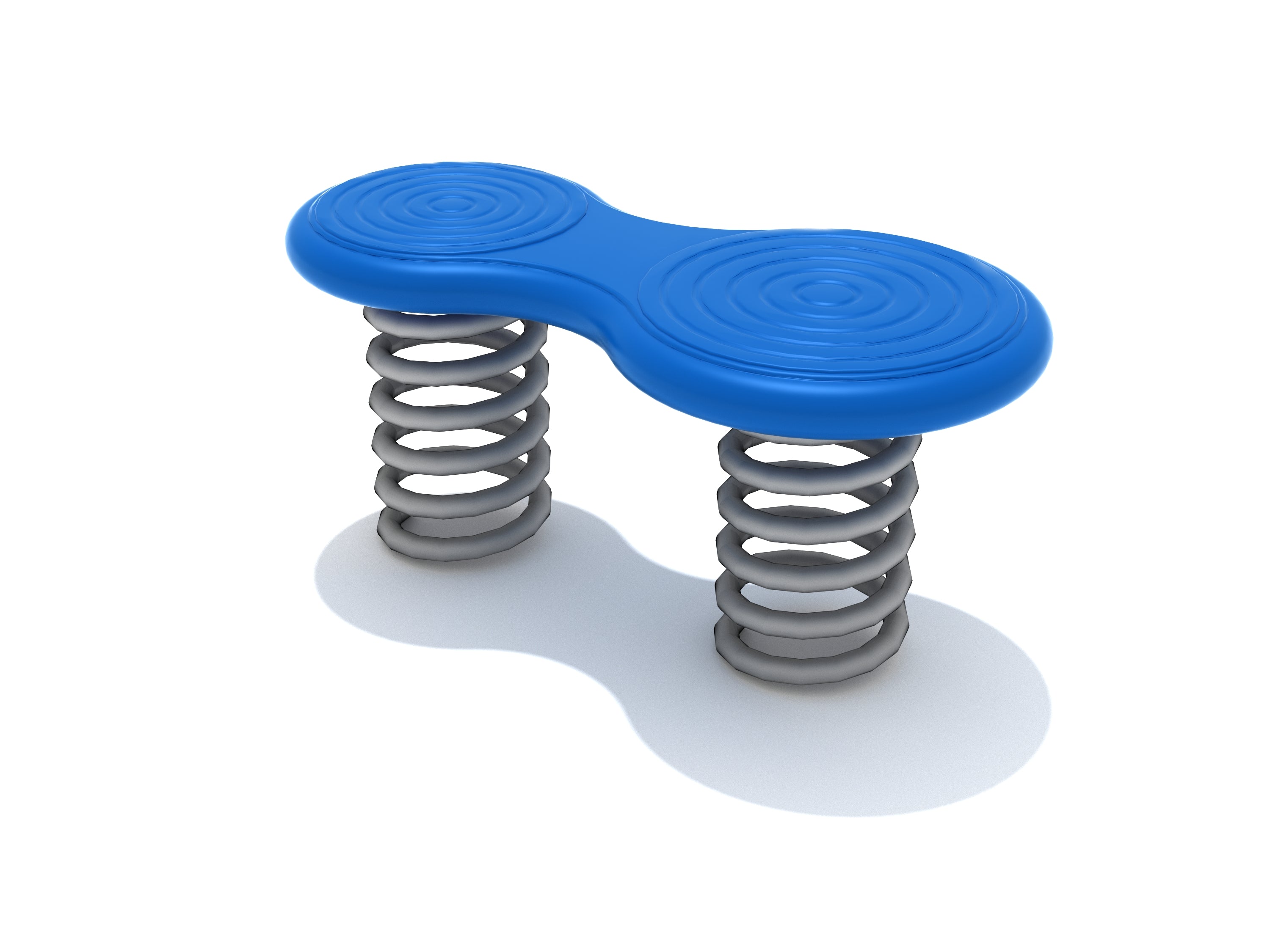 Blue textured balance board with heavy-duty steel springs for dynamic outdoor fitness and secure footing.