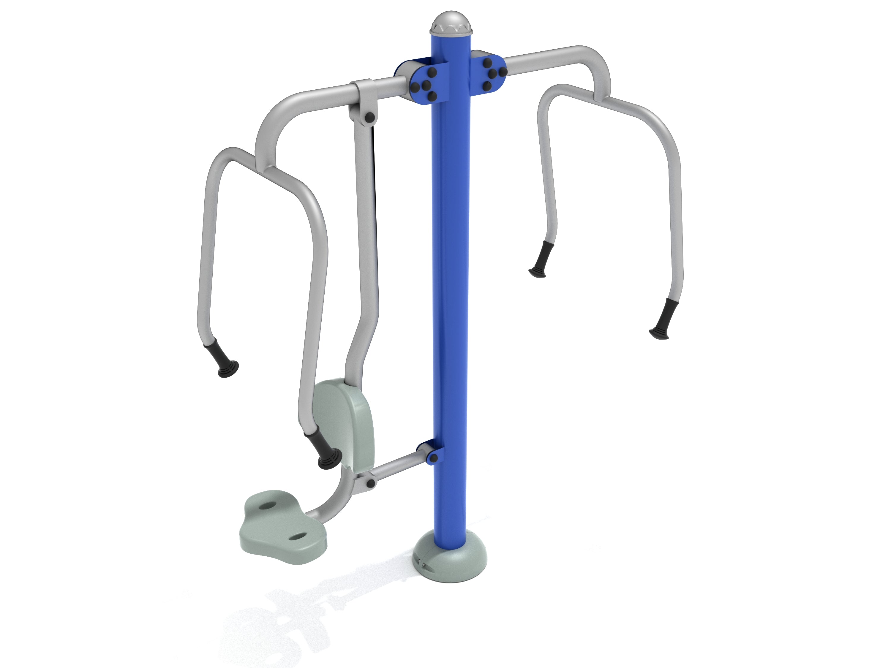Outdoor accessible double chest press station with dual handles, one with seat and one open for wheelchair users