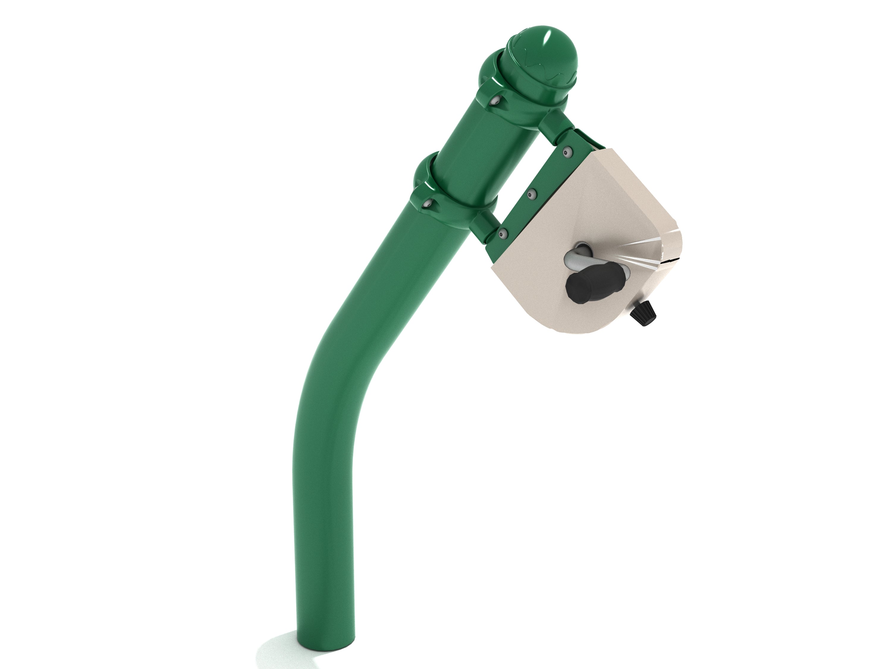 Accessible Hand Bike with green steel frame, beige hand pedals, and friction adjustment knob for outdoor upper body workout