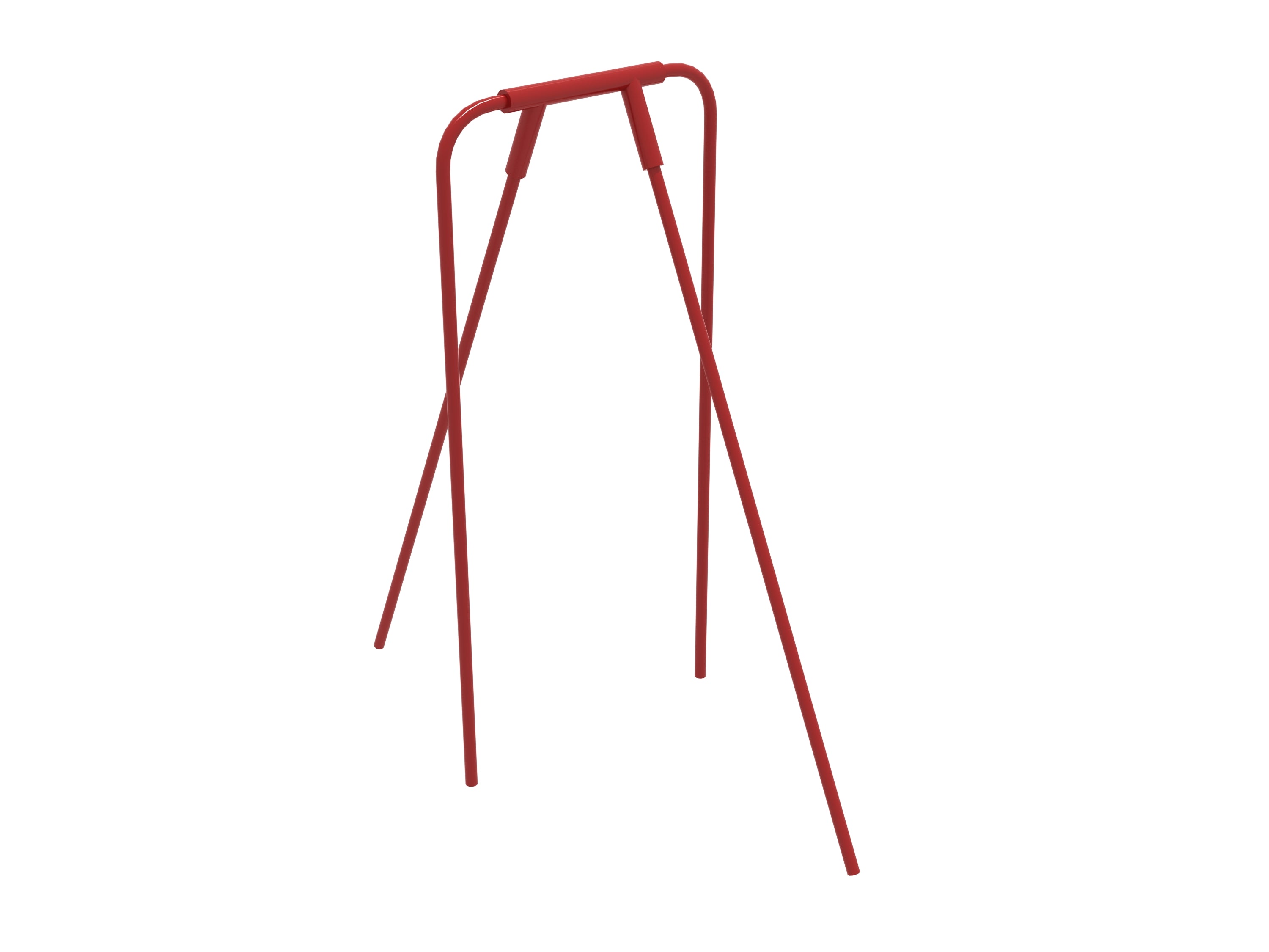 Red powder-coated steel double pole climber designed for playground fitness and climbing activities