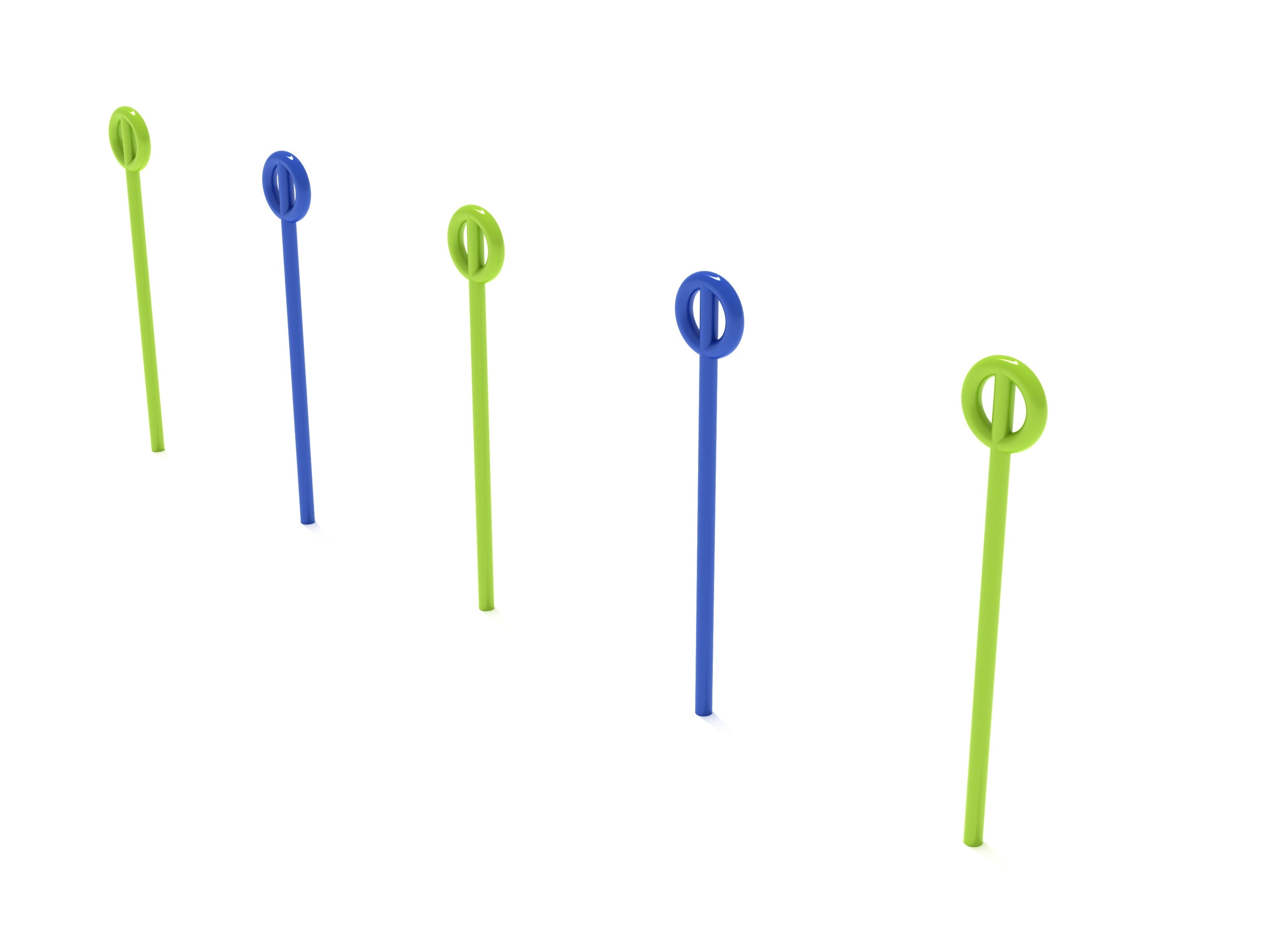 Agility Poles (Set of 5) with alternating green and blue plastic poles for playground fitness and agility training