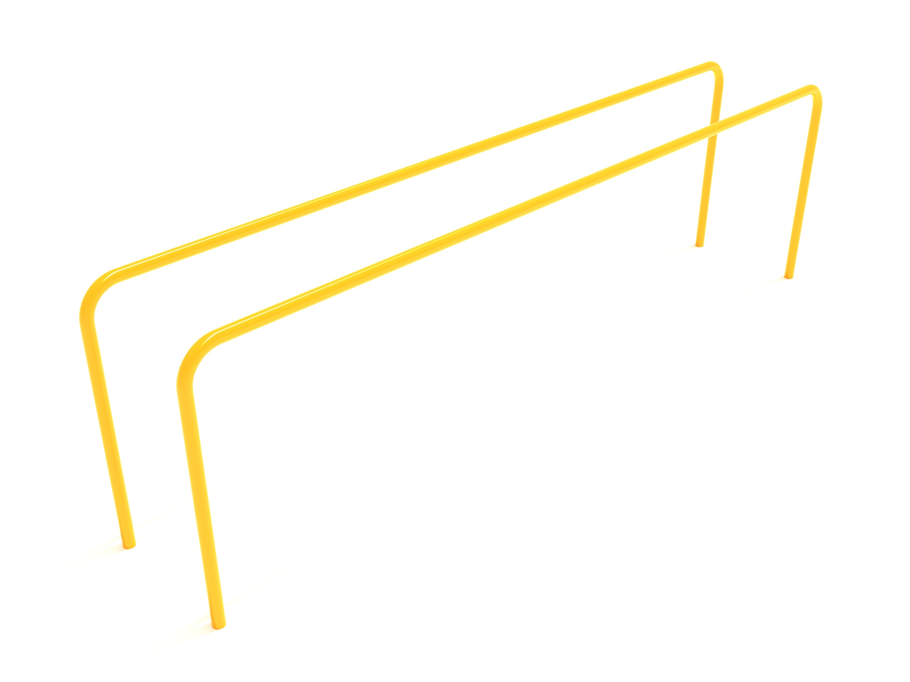 Bright yellow steel parallel bars for playground fitness and strength training exercises