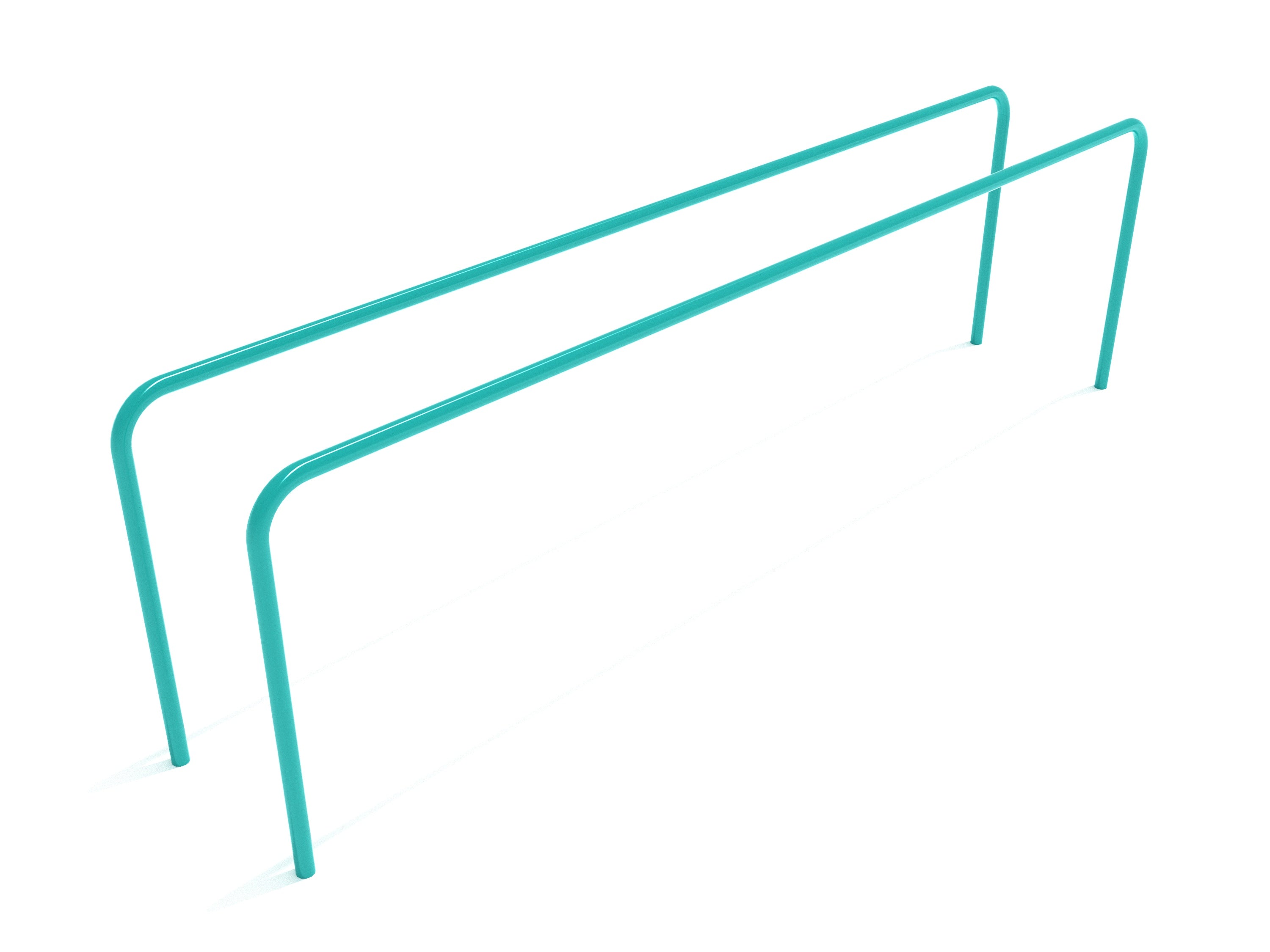 Turquoise steel parallel bars for playground fitness and strength training exercises