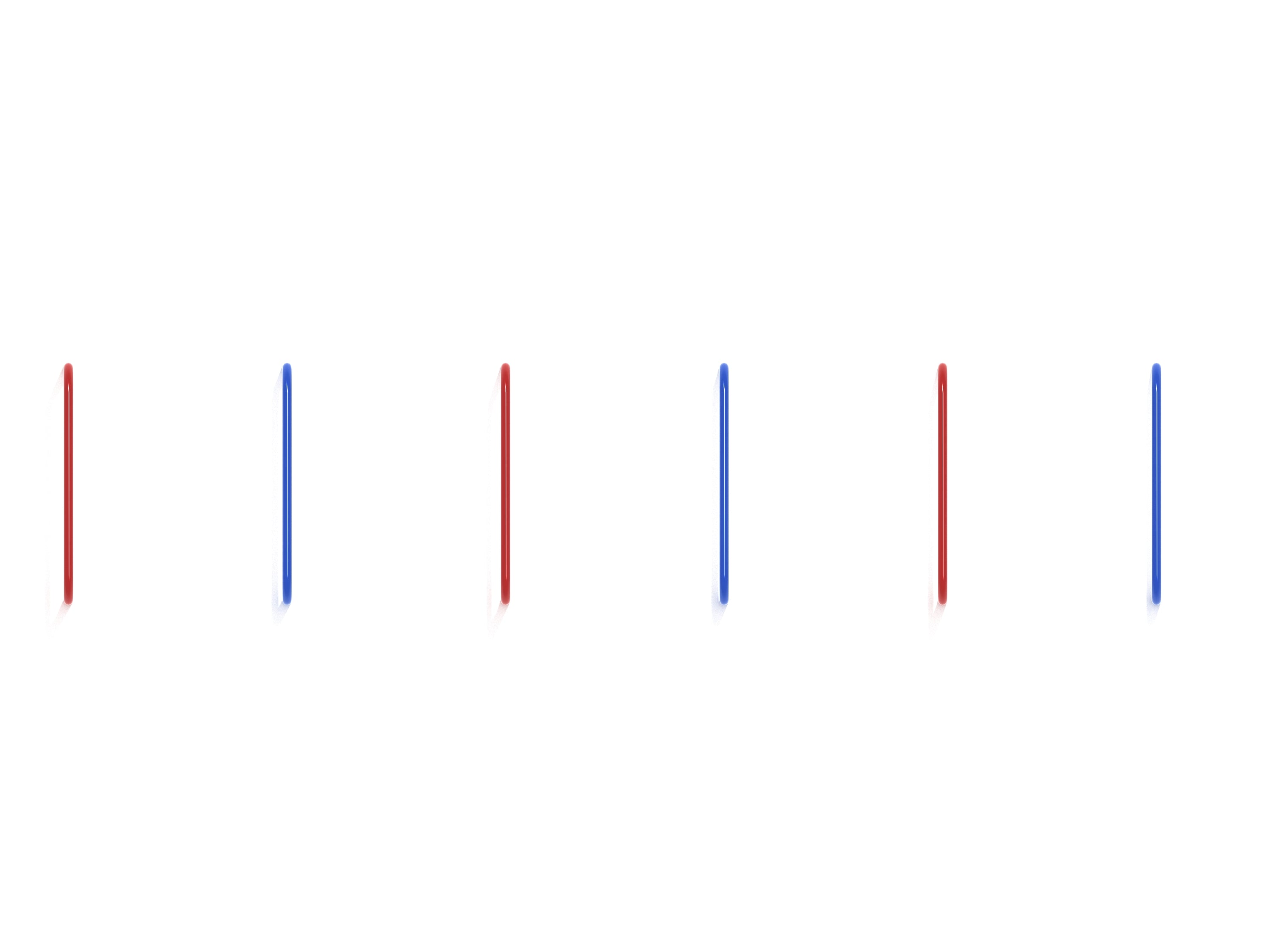 Overhead view of red and blue powder-coated steel poles arranged as an adjustable agility obstacle course for playground fitness