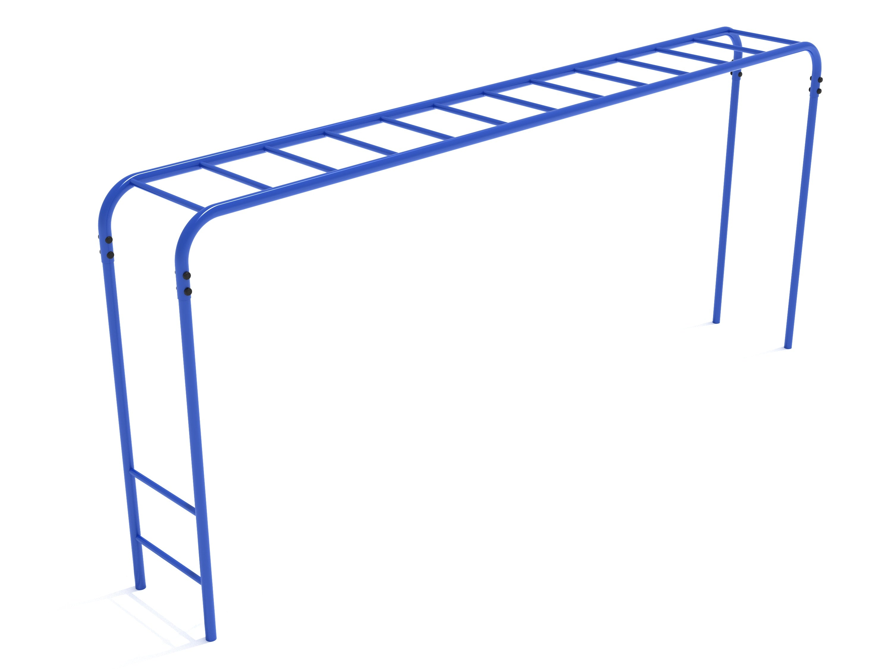 Straight Overhead Scaling Ladder playground fitness equipment in blue steel with multiple climbing rungs for grip strength and endurance