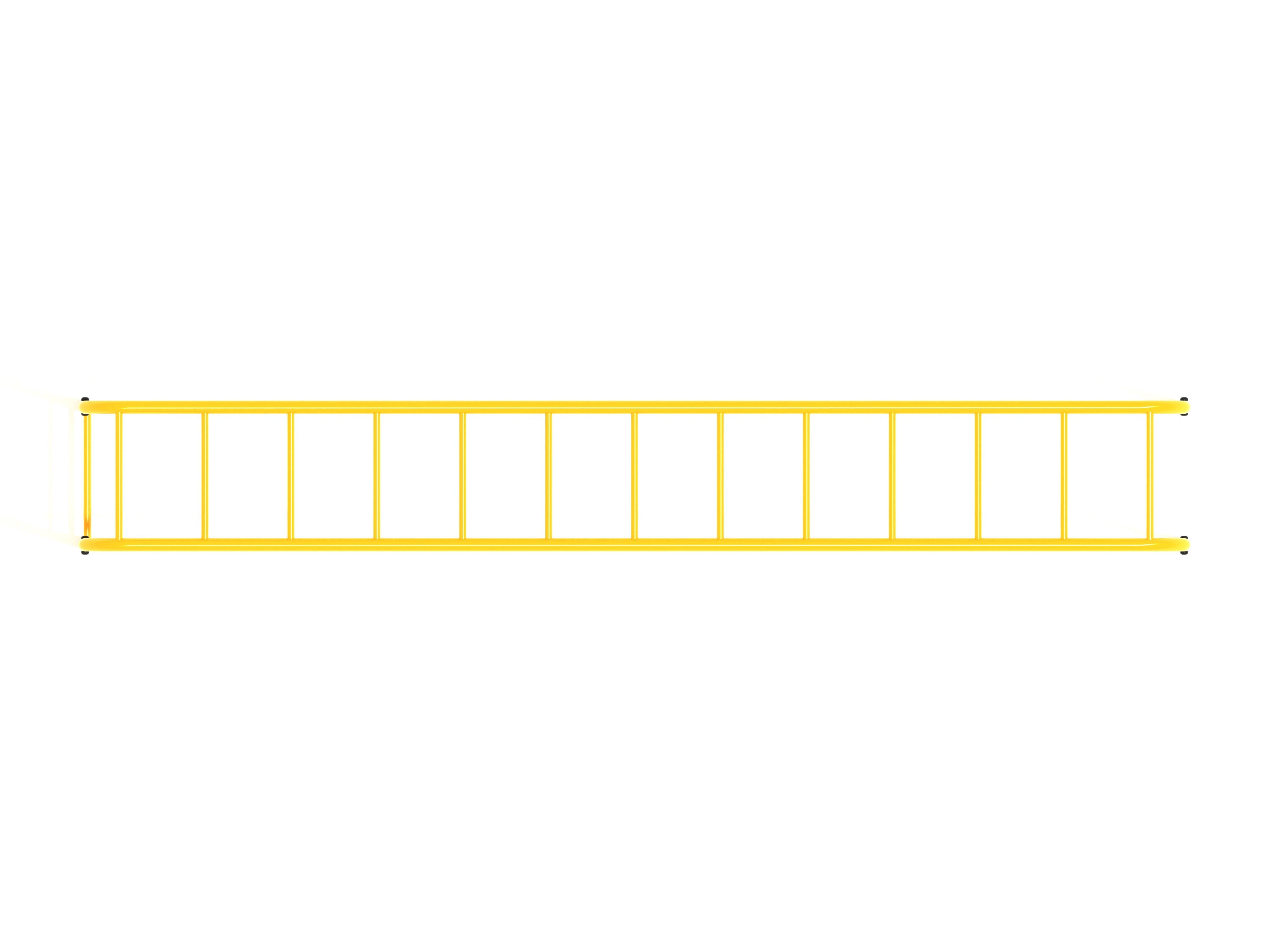 Overhead view of a yellow straight playground scaling ladder with evenly spaced rungs for fitness and climbing activities