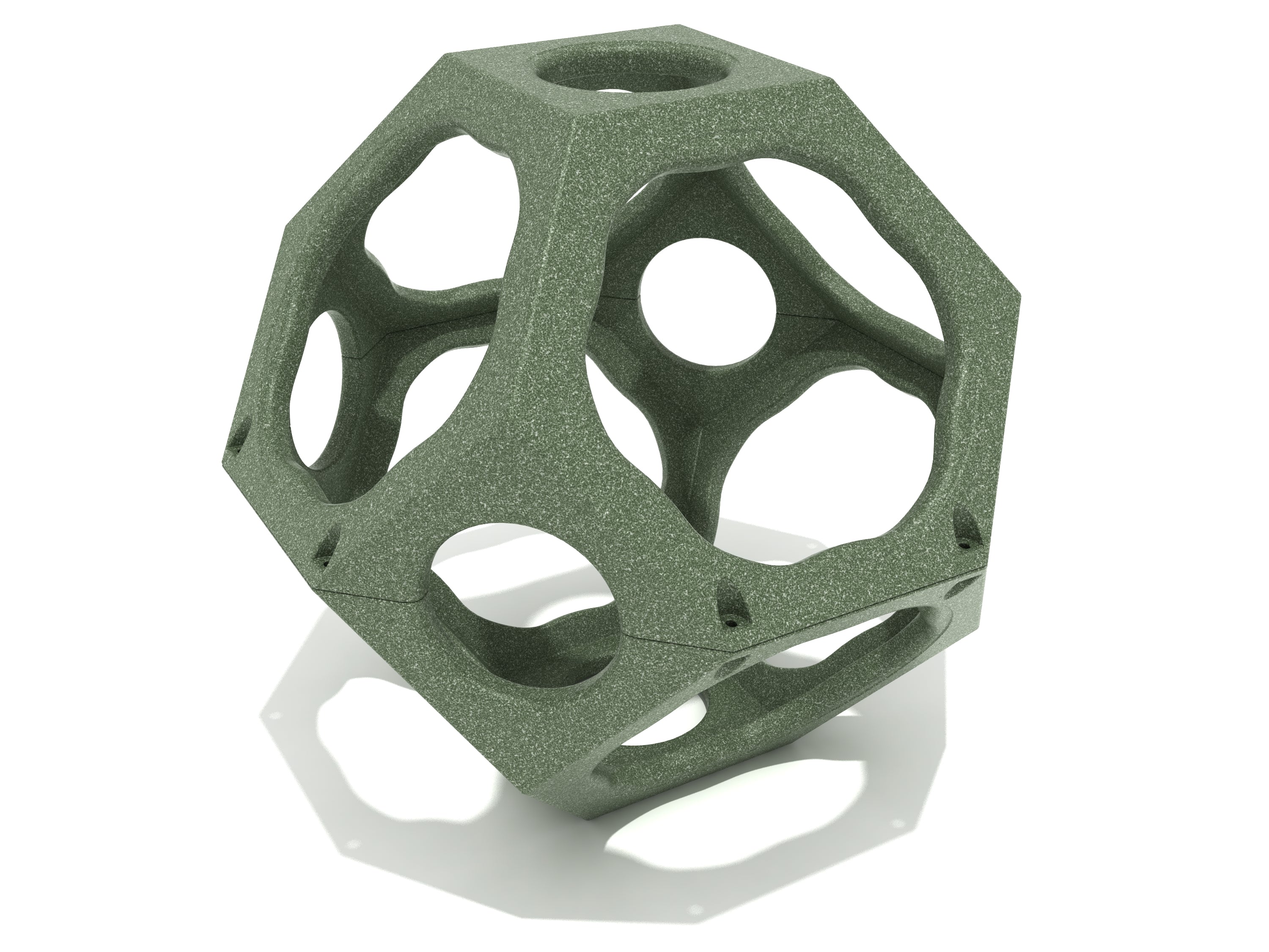 Sylvia's Stronghold Climbing Cube, green geometric climbing structure with open circular handholds and peek-through windows for active play