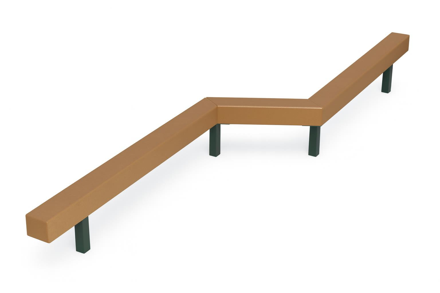 Balance Beam Zig Zag made of brown recycled plastic lumber with green supports on grass, designed for outdoor coordination and fitness