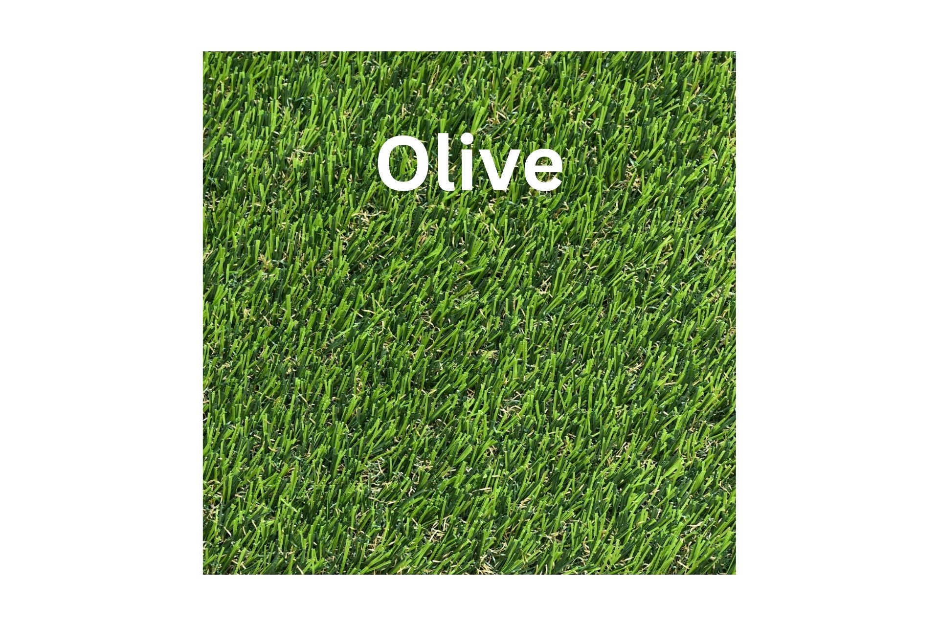 Dense olive green artificial playground turf with realistic grass-like fibers and weather-resistant, cushioned surface.