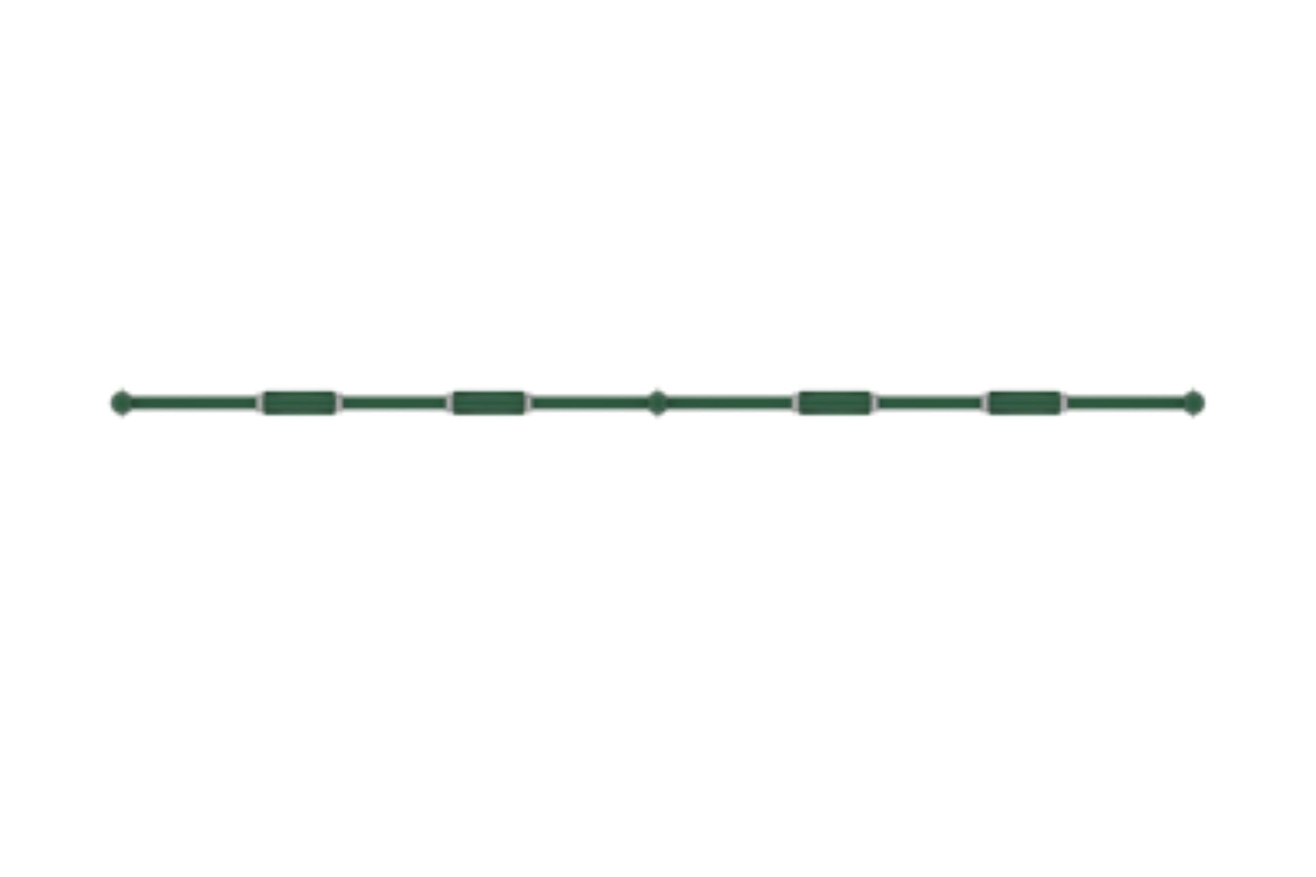Overhead view of green metal single post swing frame with multiple evenly spaced swing seats