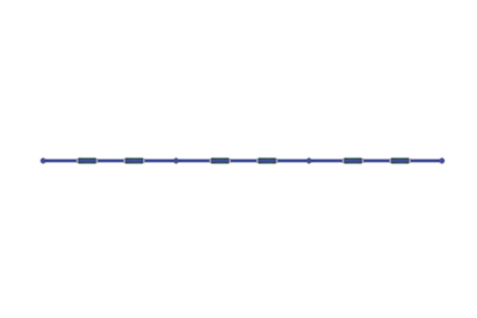Overhead view of blue single post swing frame with six black belt swings evenly spaced along metal bar