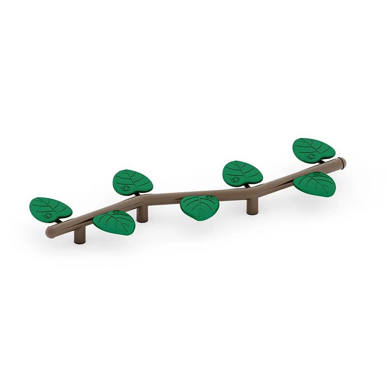 Leaf Balance Steps balance beam with green leaf-shaped stepping pads on a brown branch-like frame for children's active play