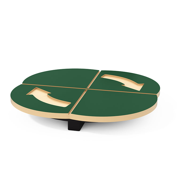 Wisdom Spin Board round freestanding play spinner with green top and cutout arrow grips