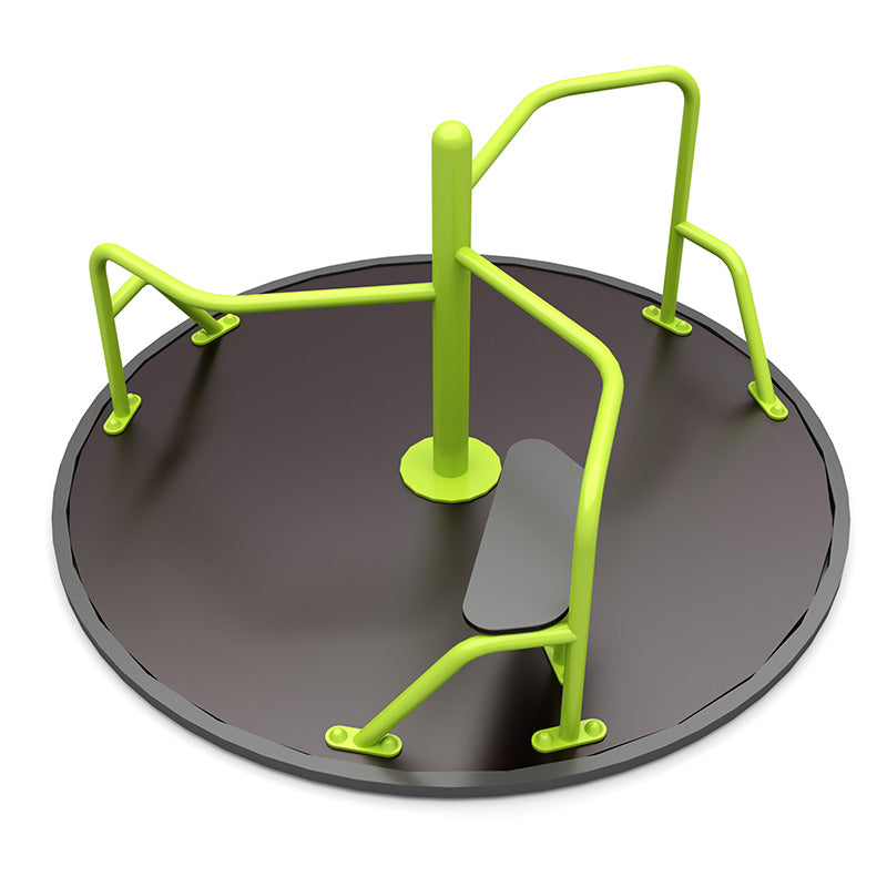 ADA Twirl A Whirl inclusive spinner with lime handrails and seat, top-down angle