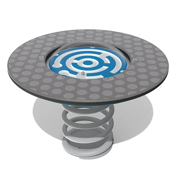 Balance Maze Spring Rider with spring-mounted circular platform and enclosed maze featuring a ball for interactive balance play