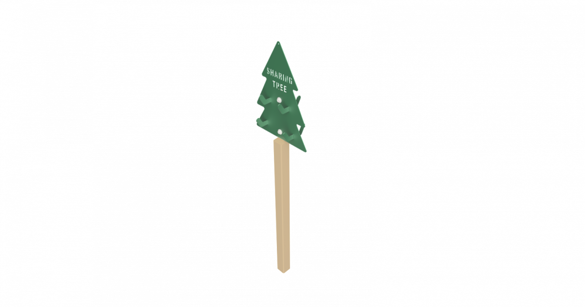Sharing Tree Inground Natural green tree-shaped playground topper on wooden stake