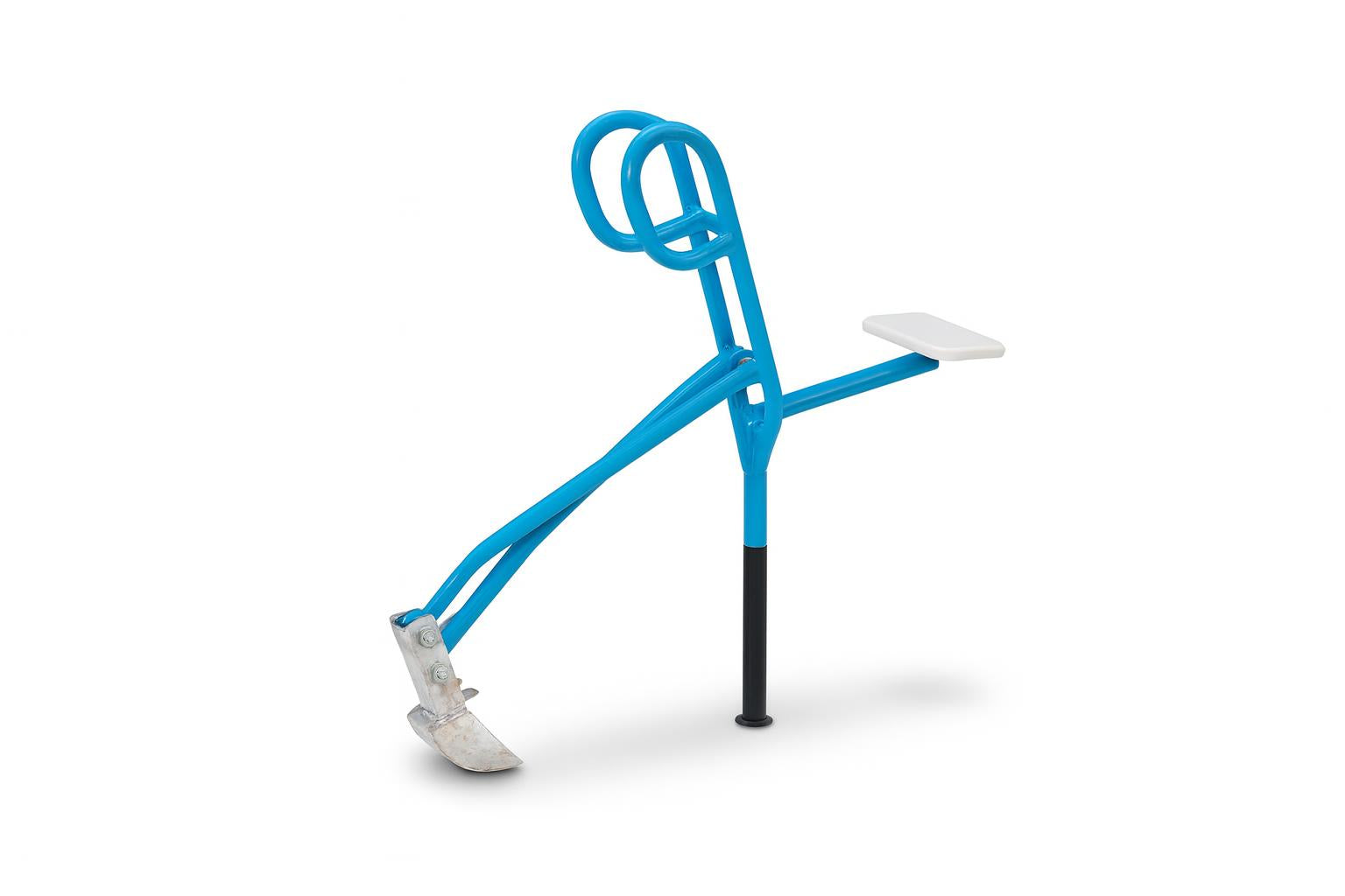 Sand Digger small play equipment with blue metal arm, aluminum shovel, contoured seat, child-operated controls, 360-degree motion