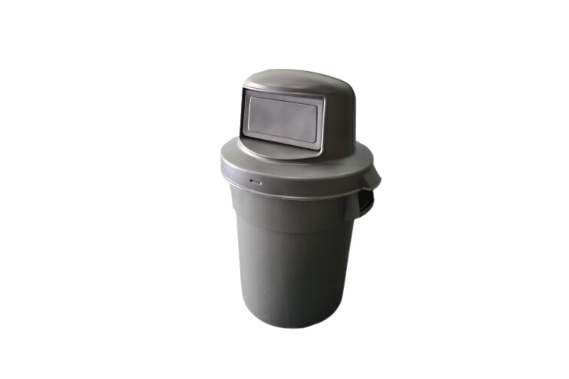 Dome Lids Recycled Plastic Receptacle with black dome-shaped lid and swing flap for outdoor trash management