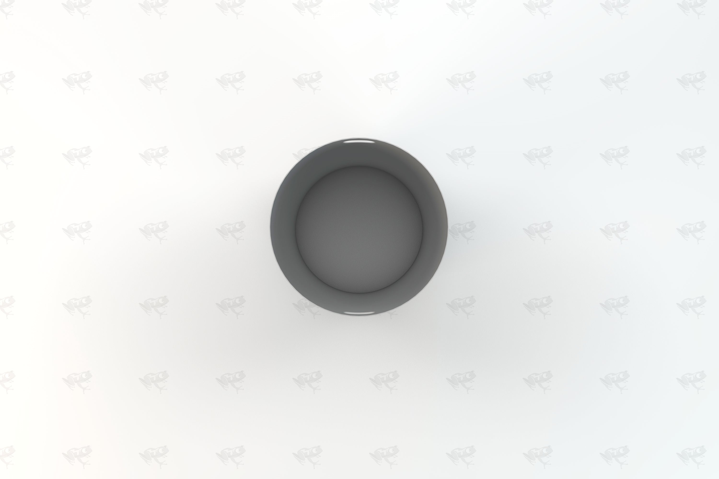 Overhead view of a round, dark gray outdoor trash receptacle liner designed for public spaces and high-traffic areas
