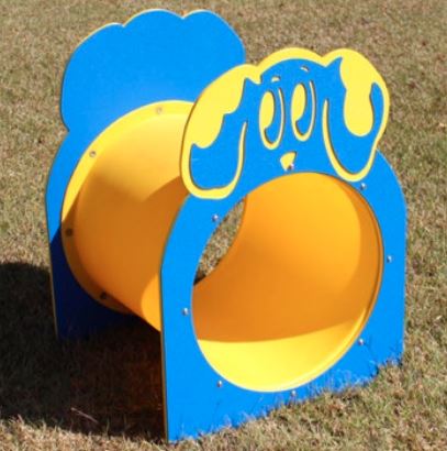 Duke The Dog Playground Tunnel with blue dog face panels and yellow crawl-through tube for active kids' play