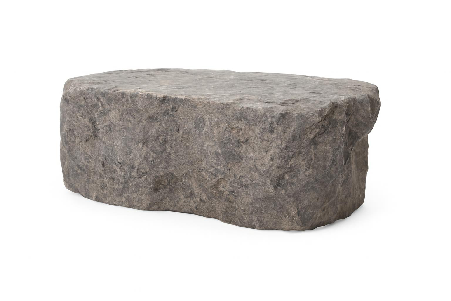 Mesa Rock Bench with natural rock texture, two children sitting on grass, versatile outdoor park bench and climber