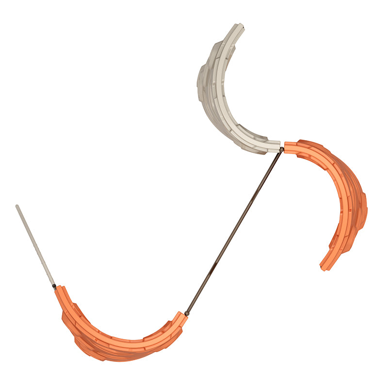 Modular outdoor climbing structure with curved panels, geometric cutouts, and secure handholds for active play and coordination development