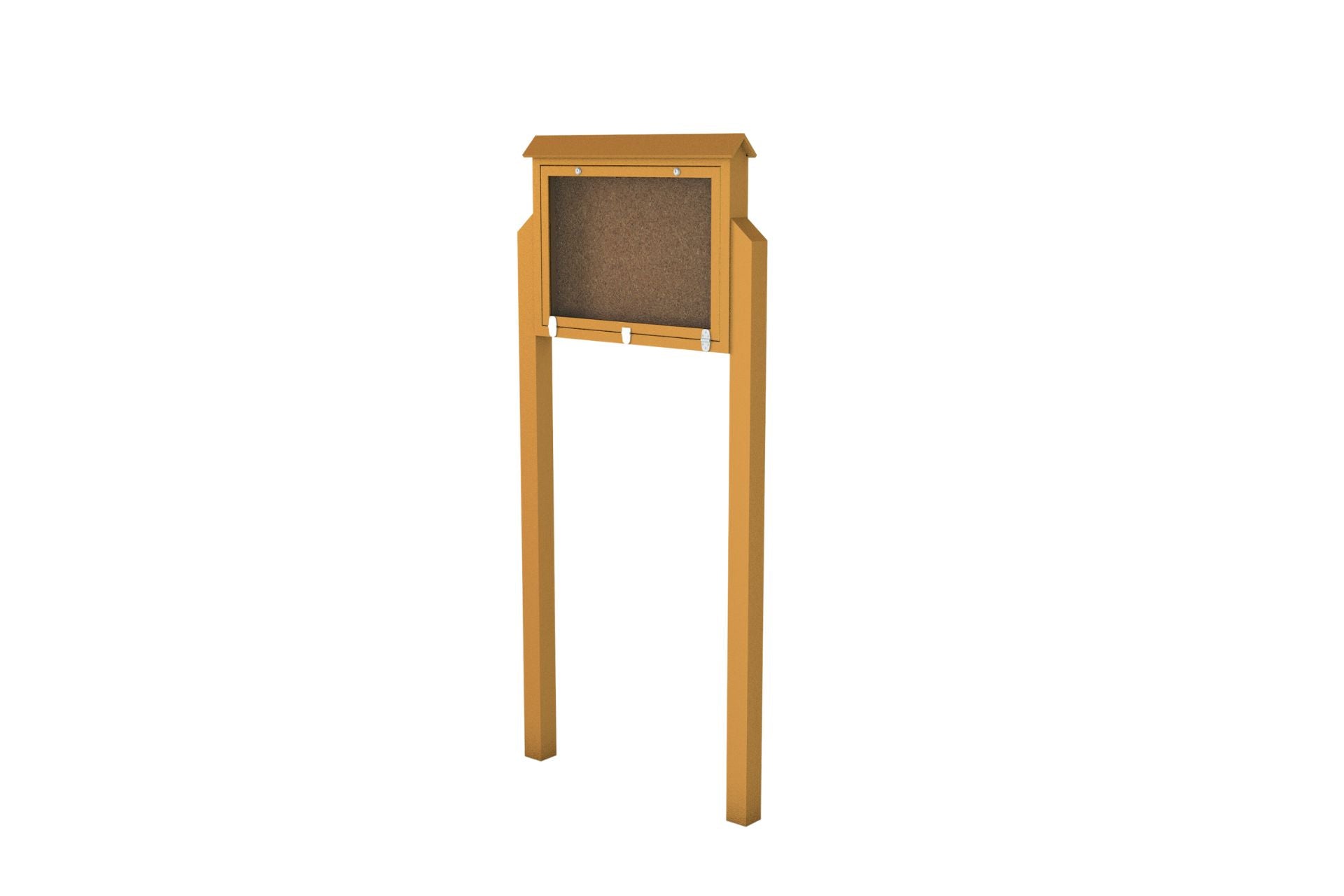 Medium Recycled Plastic Standard Message Center with two posts, sliding acrylic panel, and cork bulletin board for outdoor information display