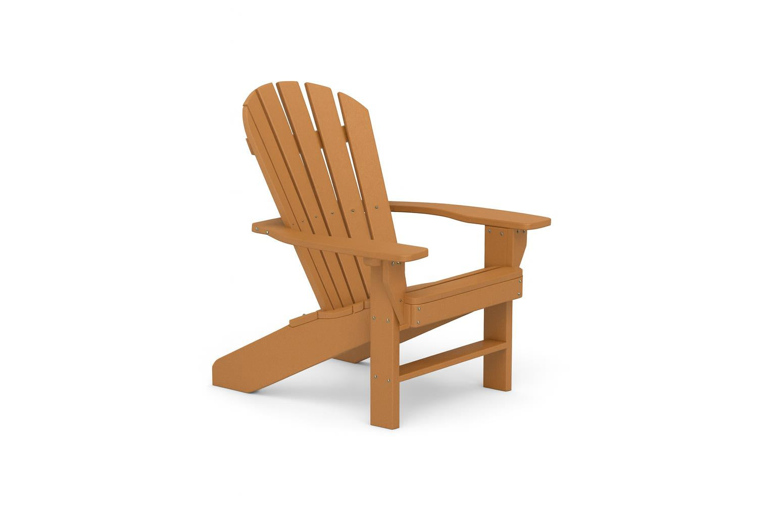 Seaside Recycled Plastic Adirondack Chair in cedar color with wide armrests and slatted backrest for outdoor use