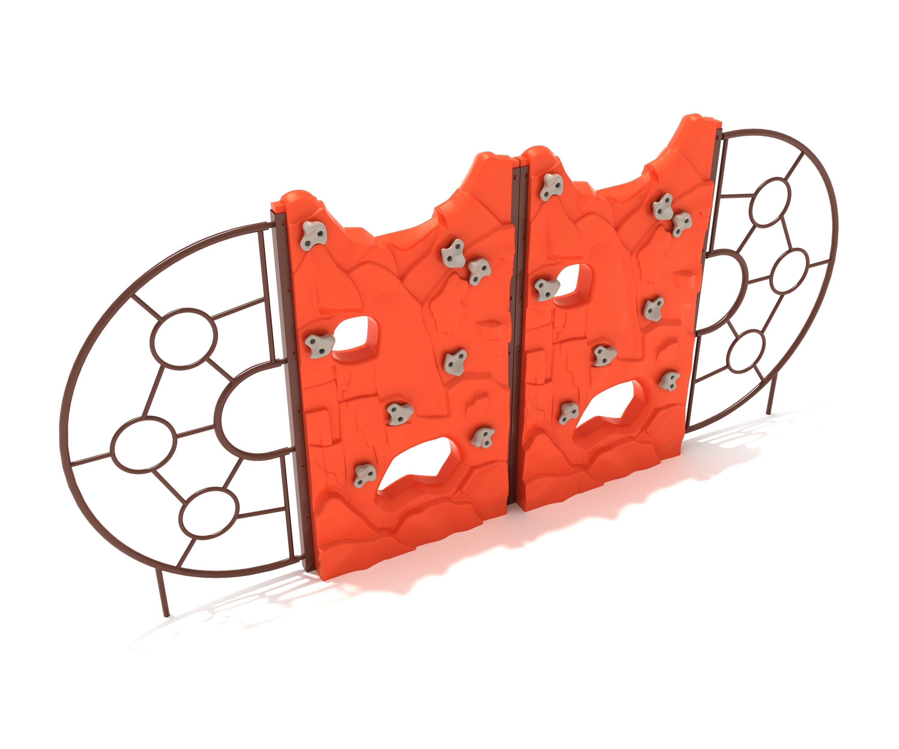 Craggy Cliff Climber with bright orange sculpted rock panels, gray handholds, and circular brown end rails for climbing play