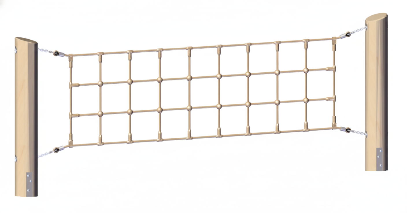 Climbing Net from Haiger Adventure Course, rectangular wooden frame with rope grid for playground balance and coordination development