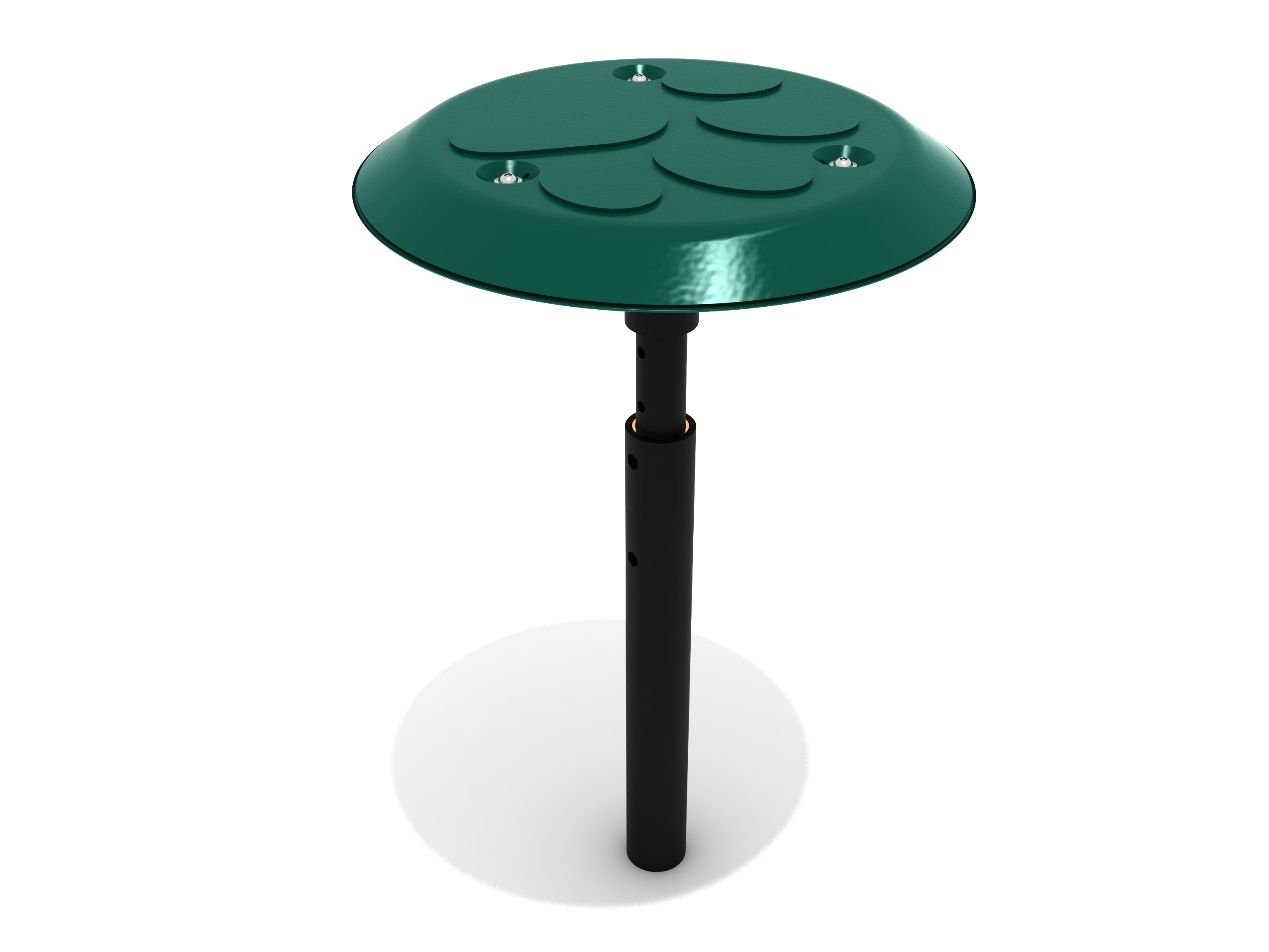 Dark green elevated dog agility step with textured paw-shaped platform and black adjustable support post