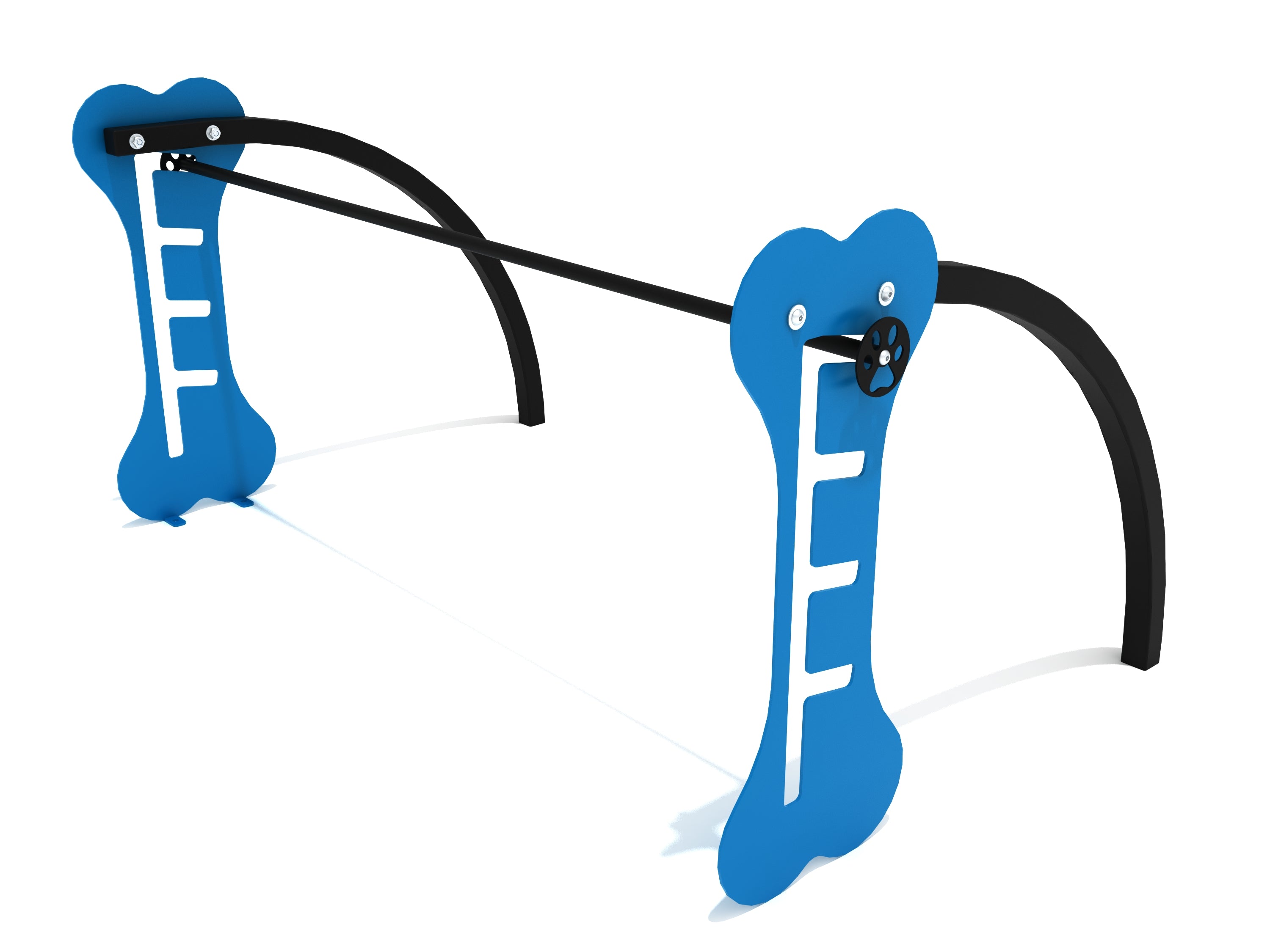 Dog Bone Jump Bar agility training equipment with lagoon blue bone-shaped pedestals and adjustable black jump bar