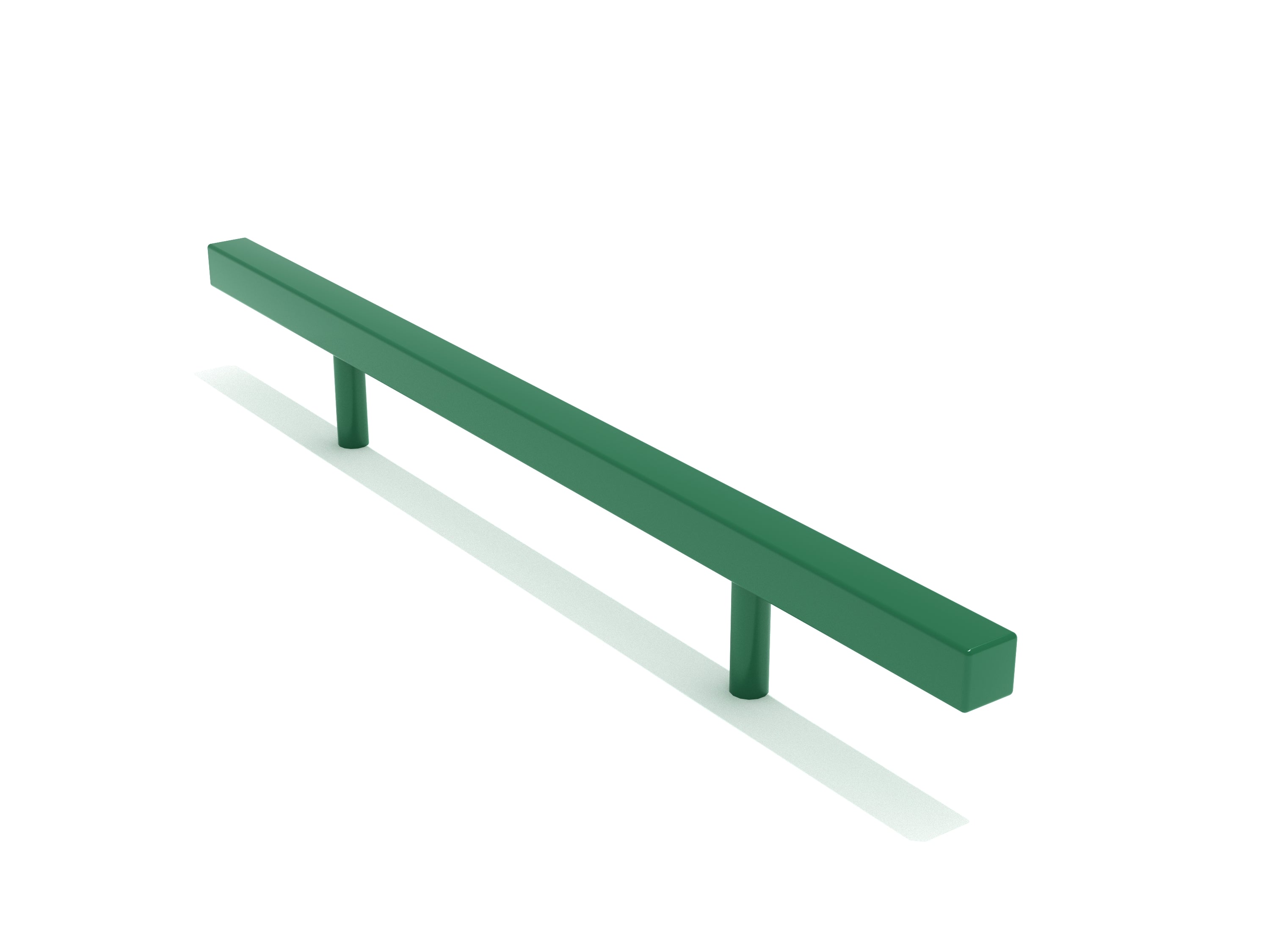 8-feet Straight Balance Beam in green powder-coated finish with two sturdy legs for outdoor playground balance activities