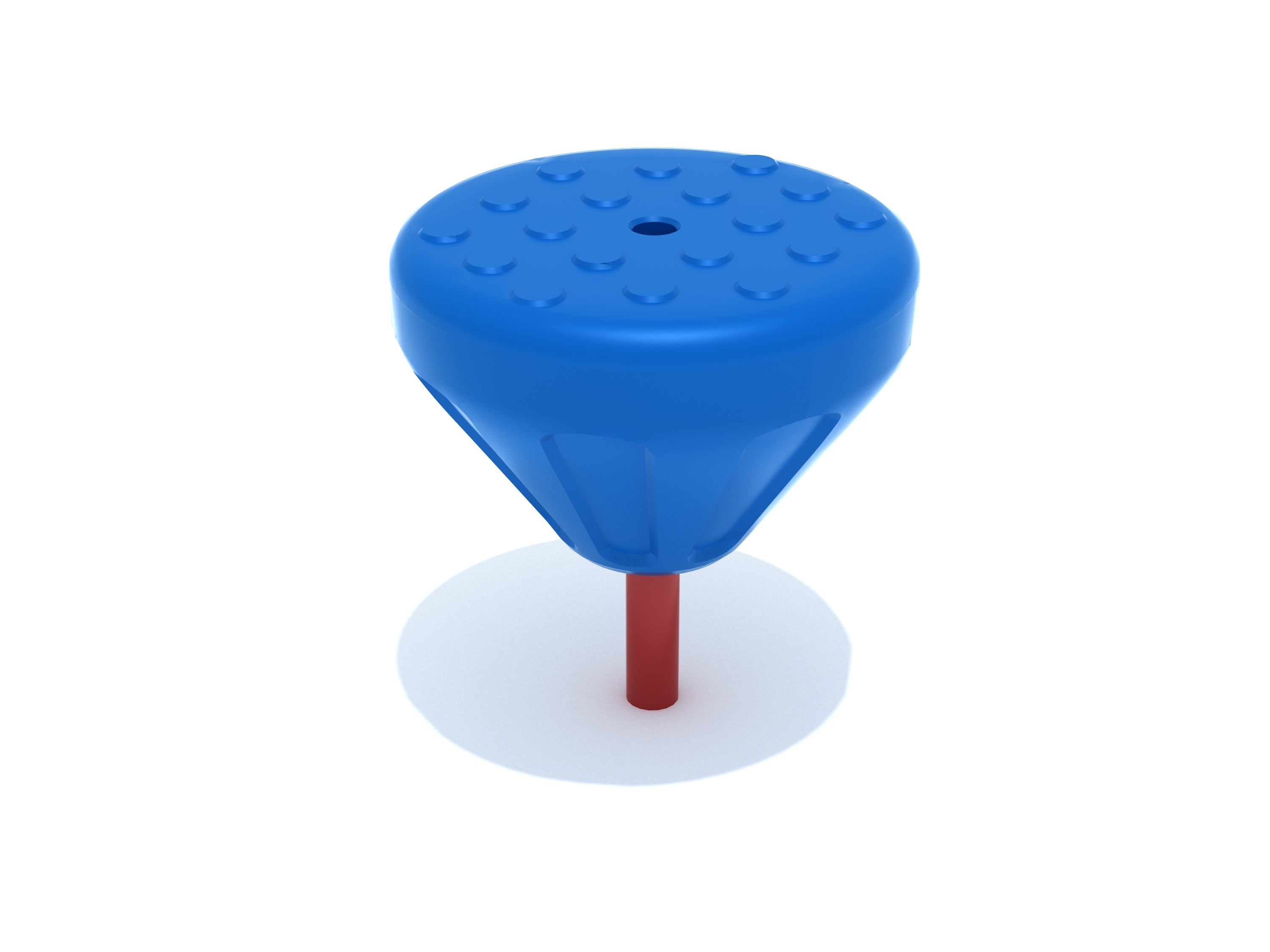 Blue textured balance pod with red post, designed for playground coordination and safe, high-traction play.