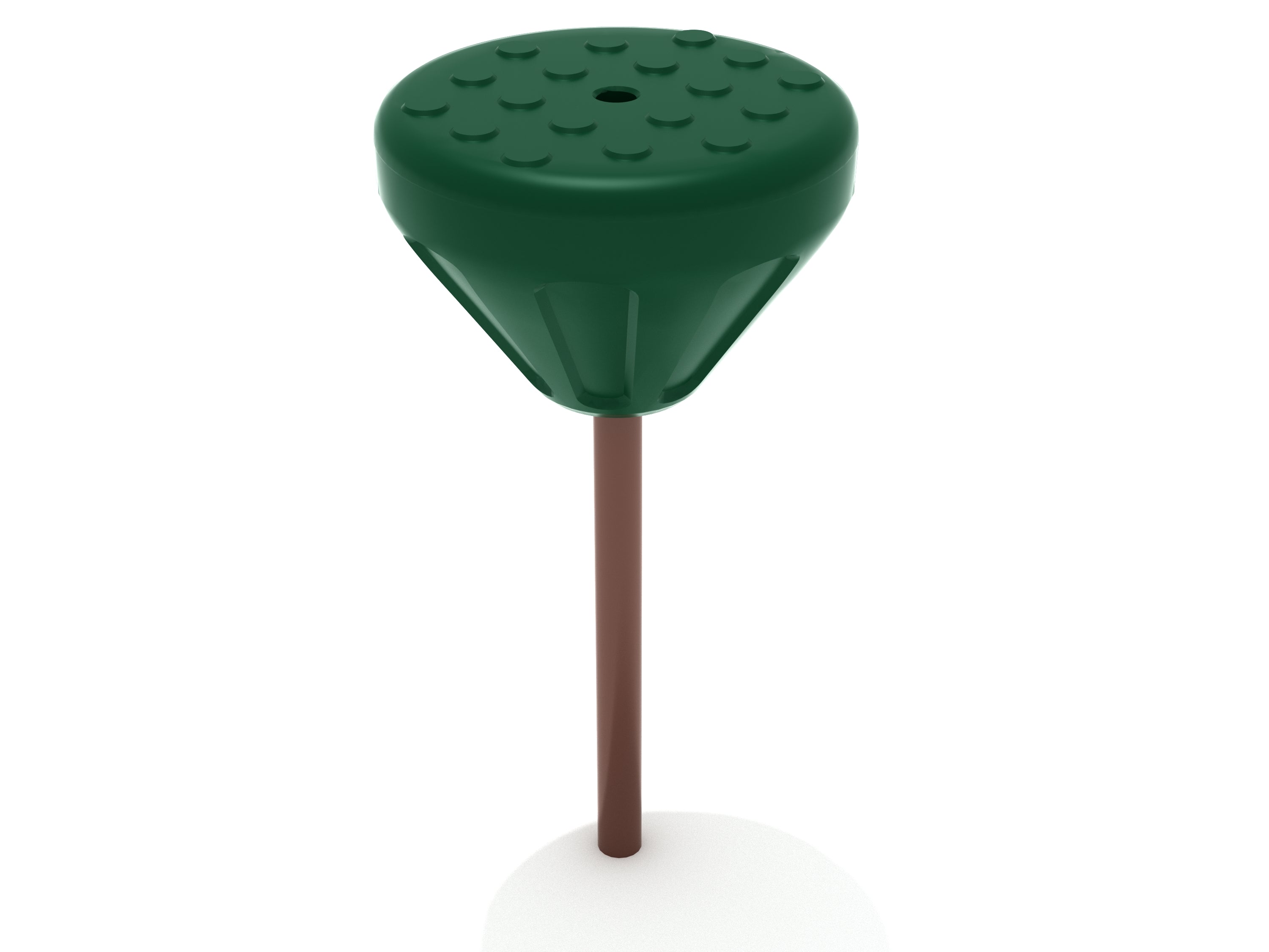 Hunter green textured balance pod with brown post for playground coordination and safe stepping play