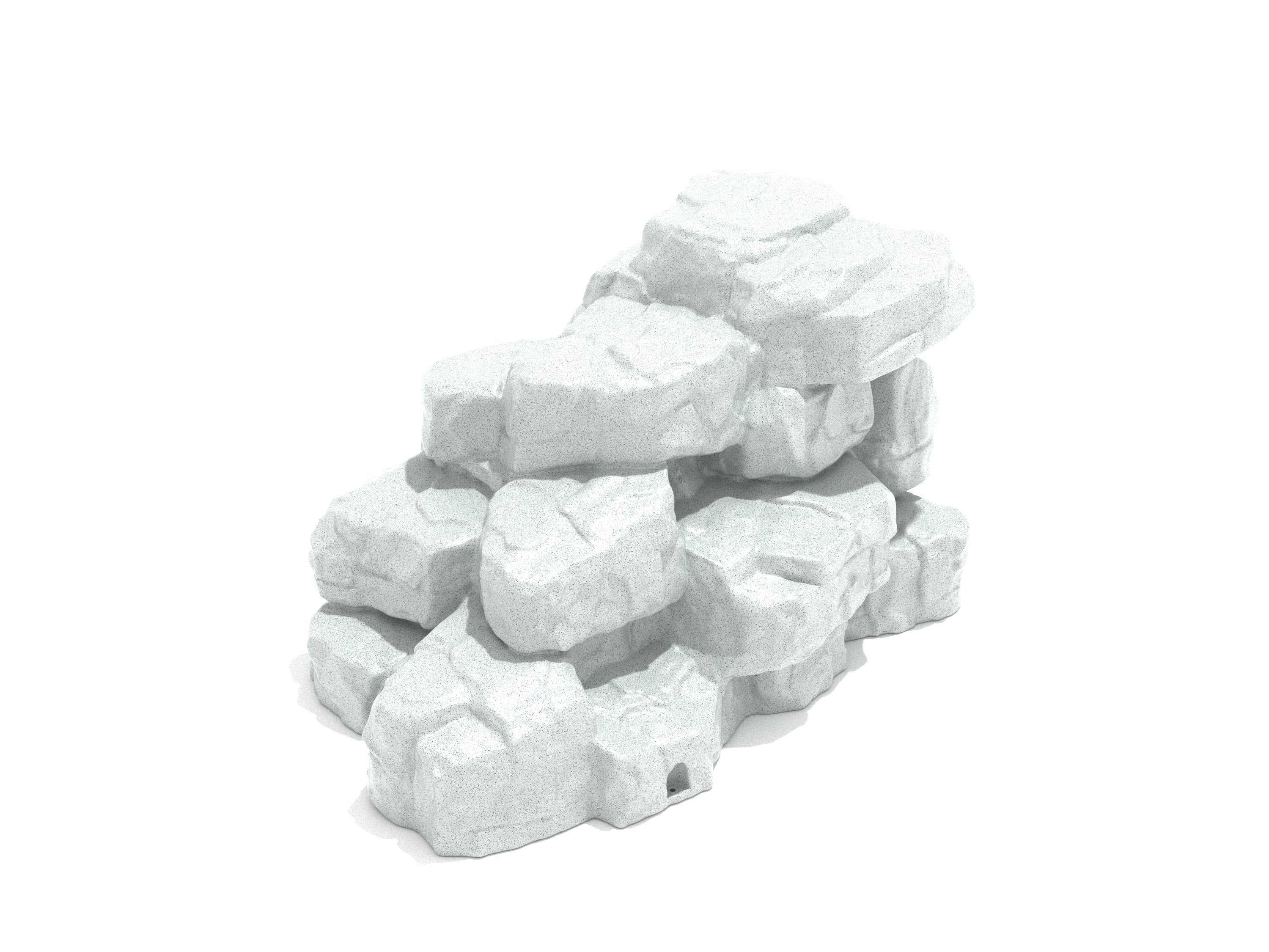 Compact playground rock climber with realistic textured boulders and varied handholds for active play and coordination