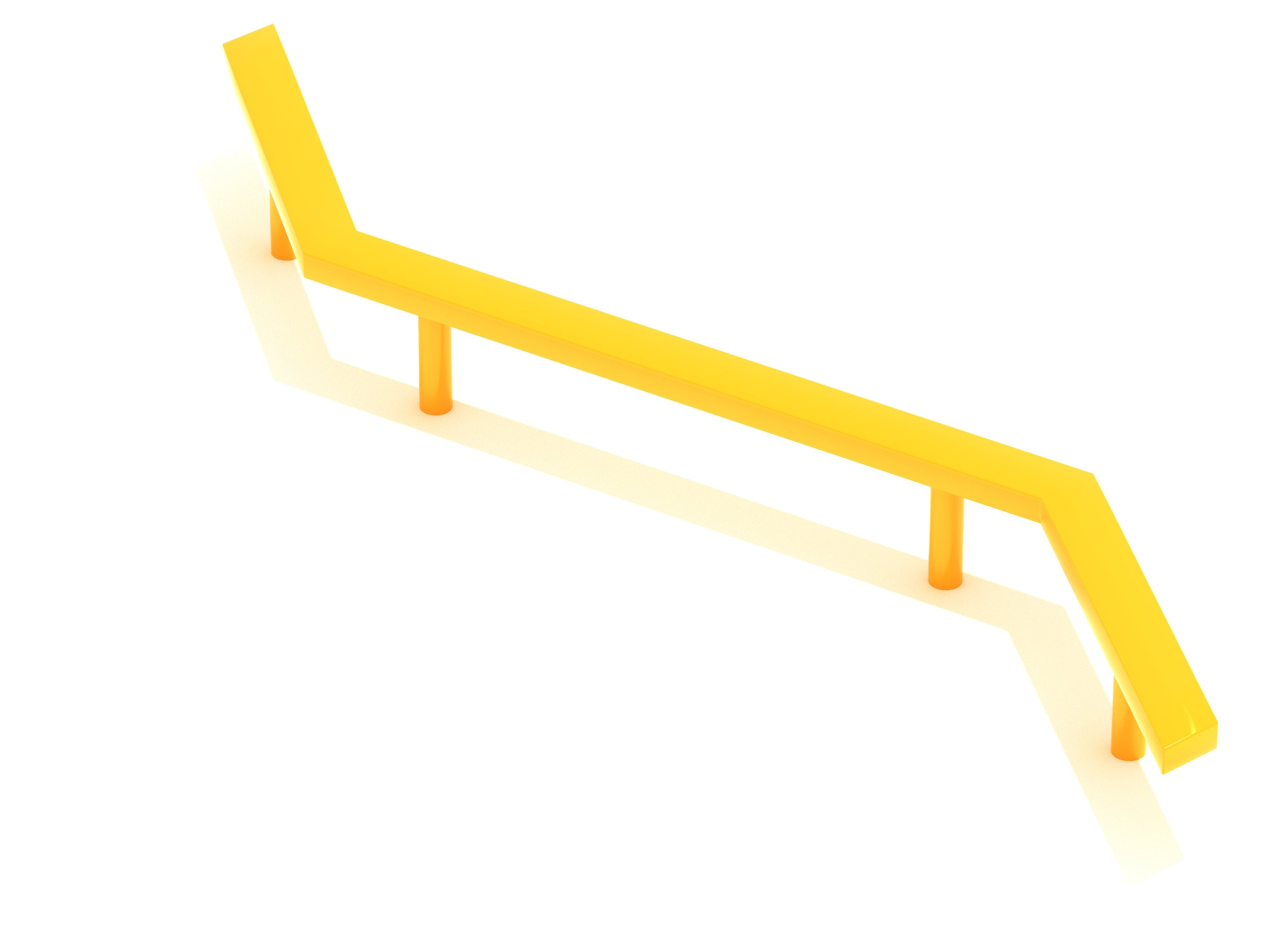 Yellow zigzag metal balance beam with three support posts for playground coordination and balance activities