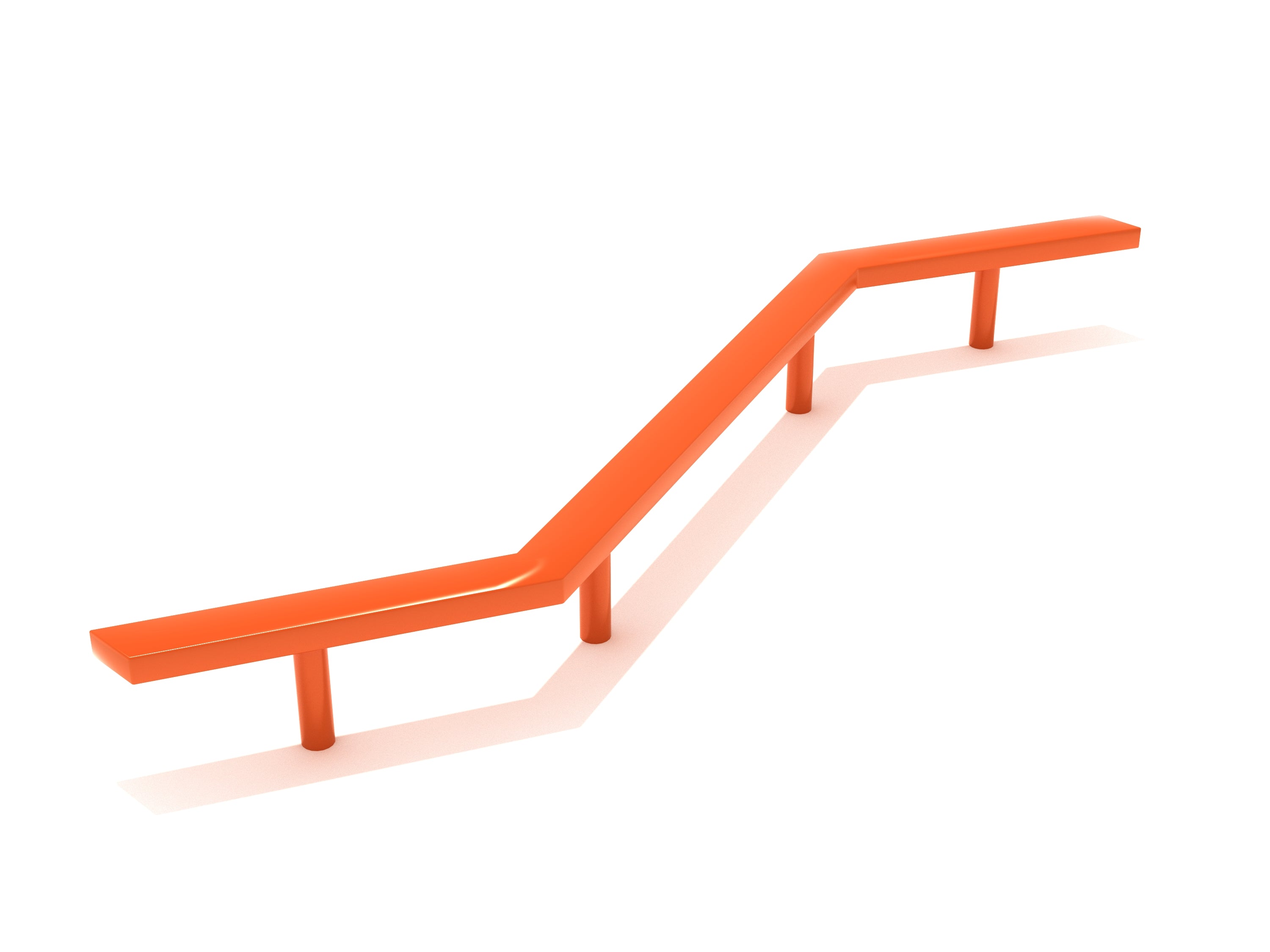 Vibrant orange zigzag balance beam with three sturdy legs for playground coordination and balance activities