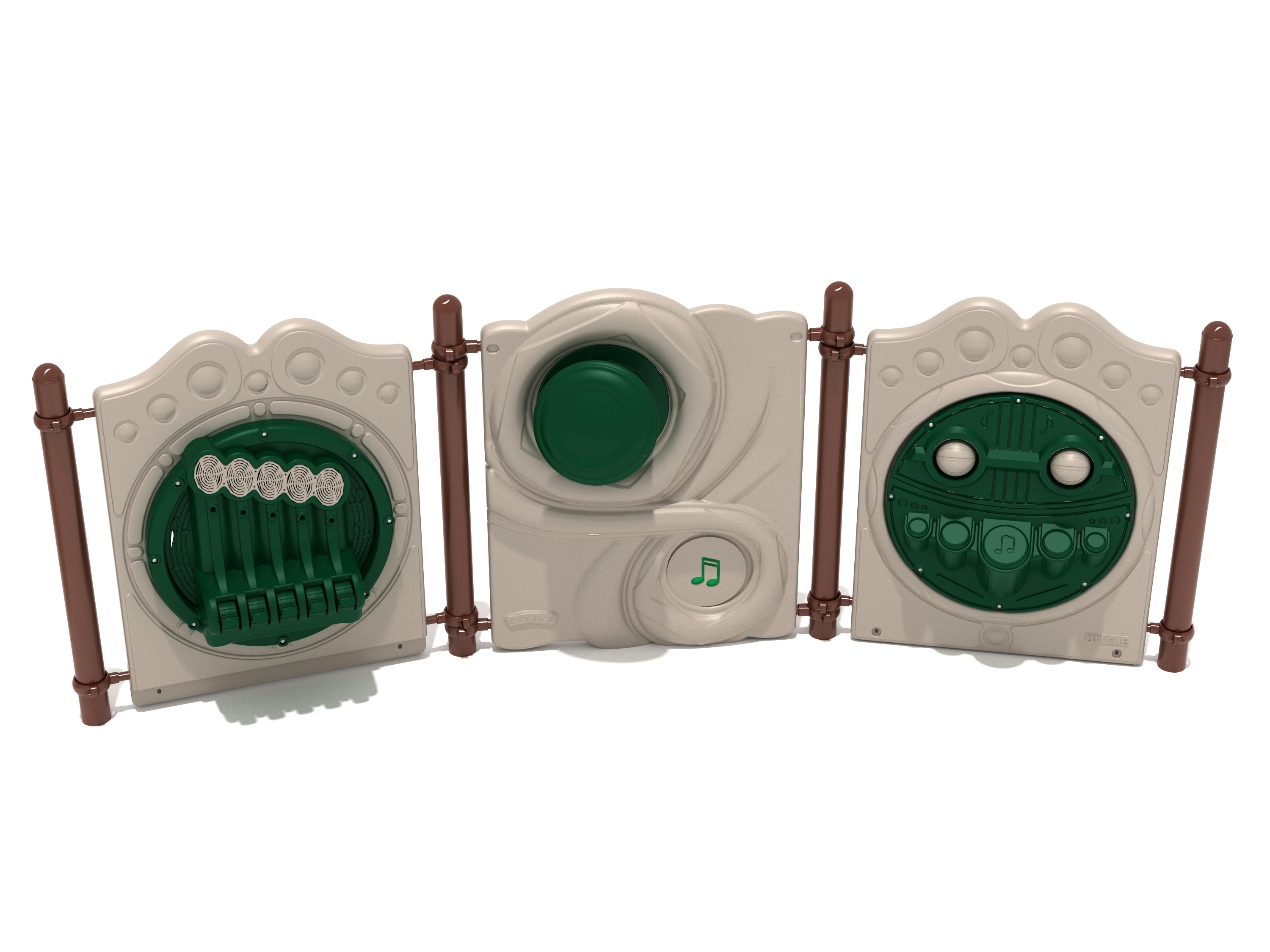Musical Activity Panel Set of 3 with interactive green and beige panels featuring sound elements for sensory and motor skill development
