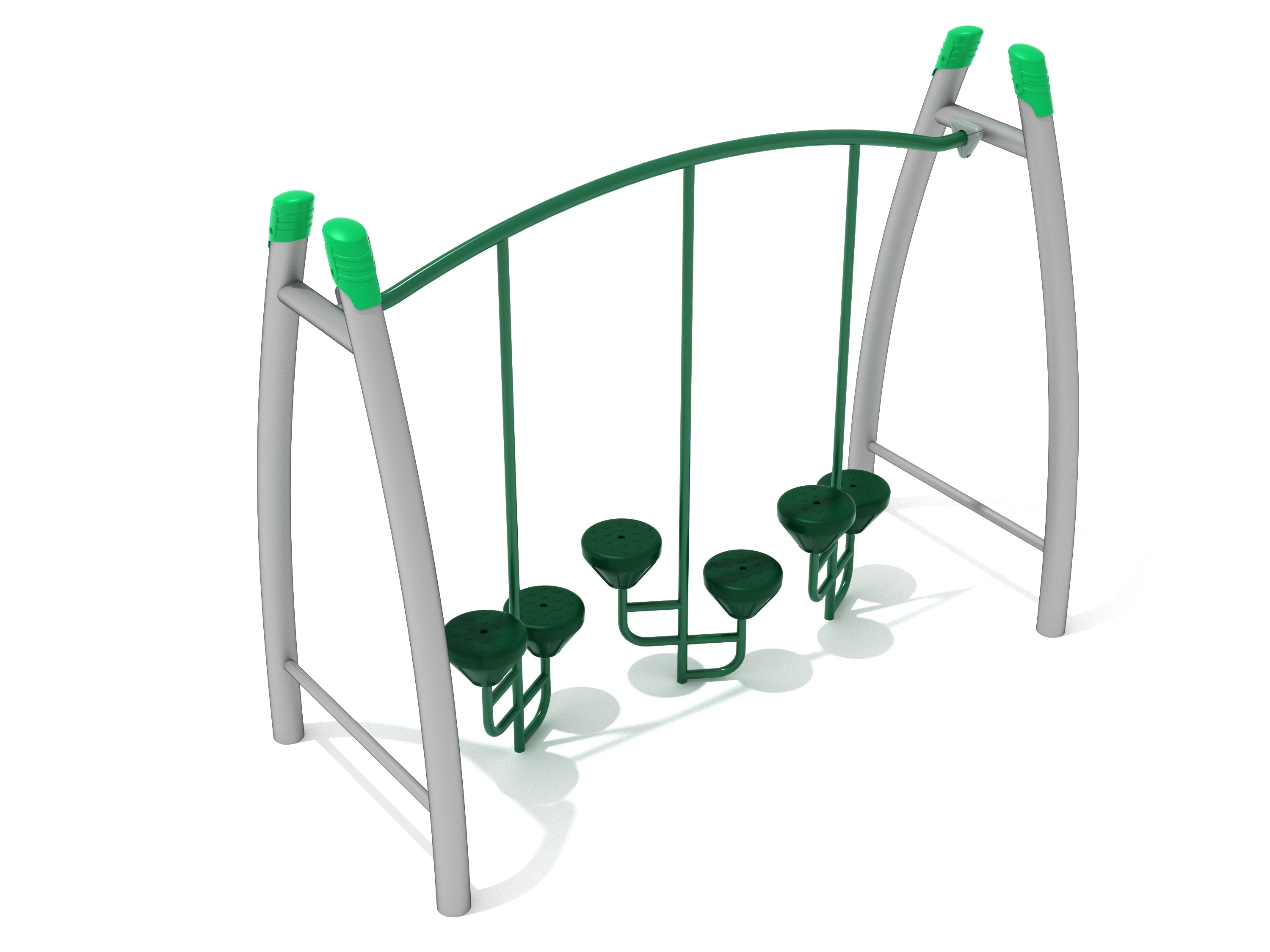 Curved Post Pebble Bridge climbing equipment with six textured green stepping pebbles on an arched frame for playground balance and coordination