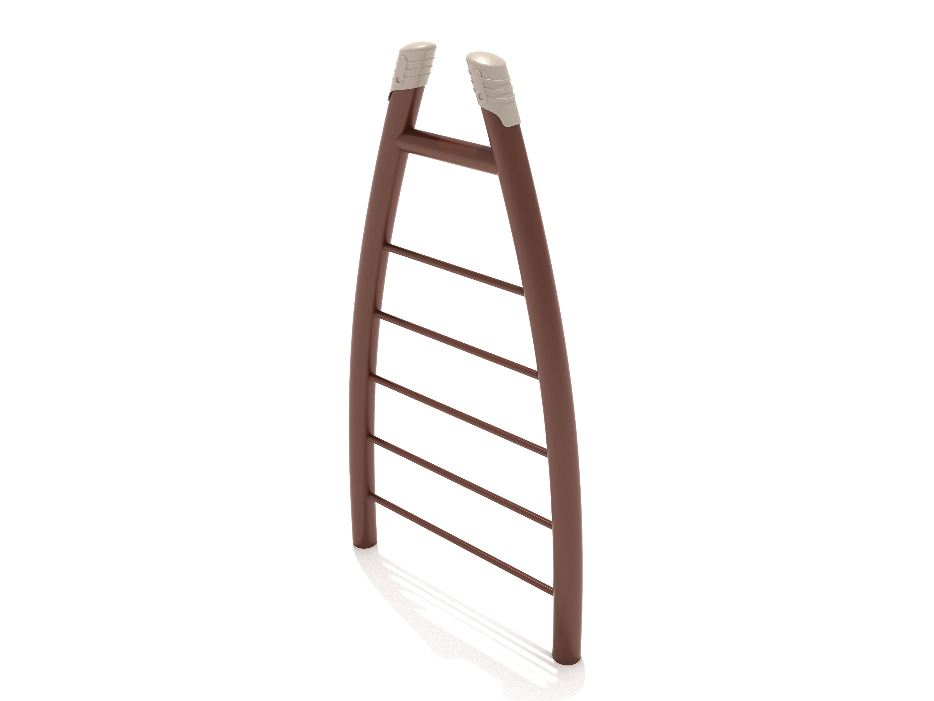 Curved Post Straight Rung Vertical Ladder with brown arched side rails and straight evenly spaced rungs for playground climbing