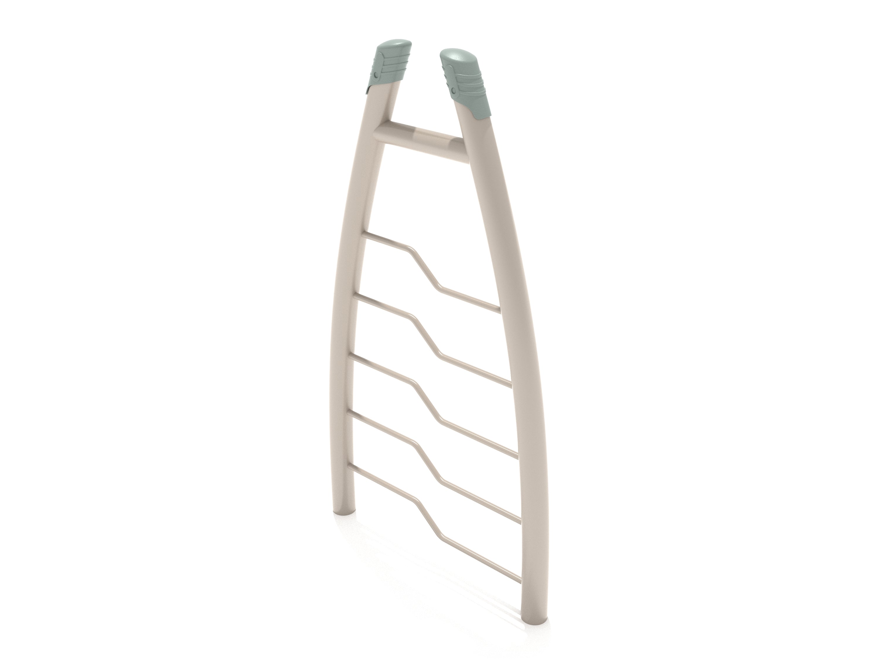 Curved Post Bent Rung Vertical Ladder with beige curved posts and bent metal rungs for playground climbing equipment