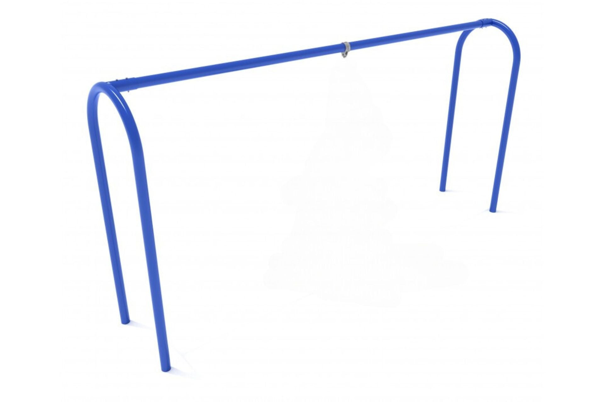 Pacific blue metal arch frame supporting a durable black tire swing with heavy-duty hanging hardware