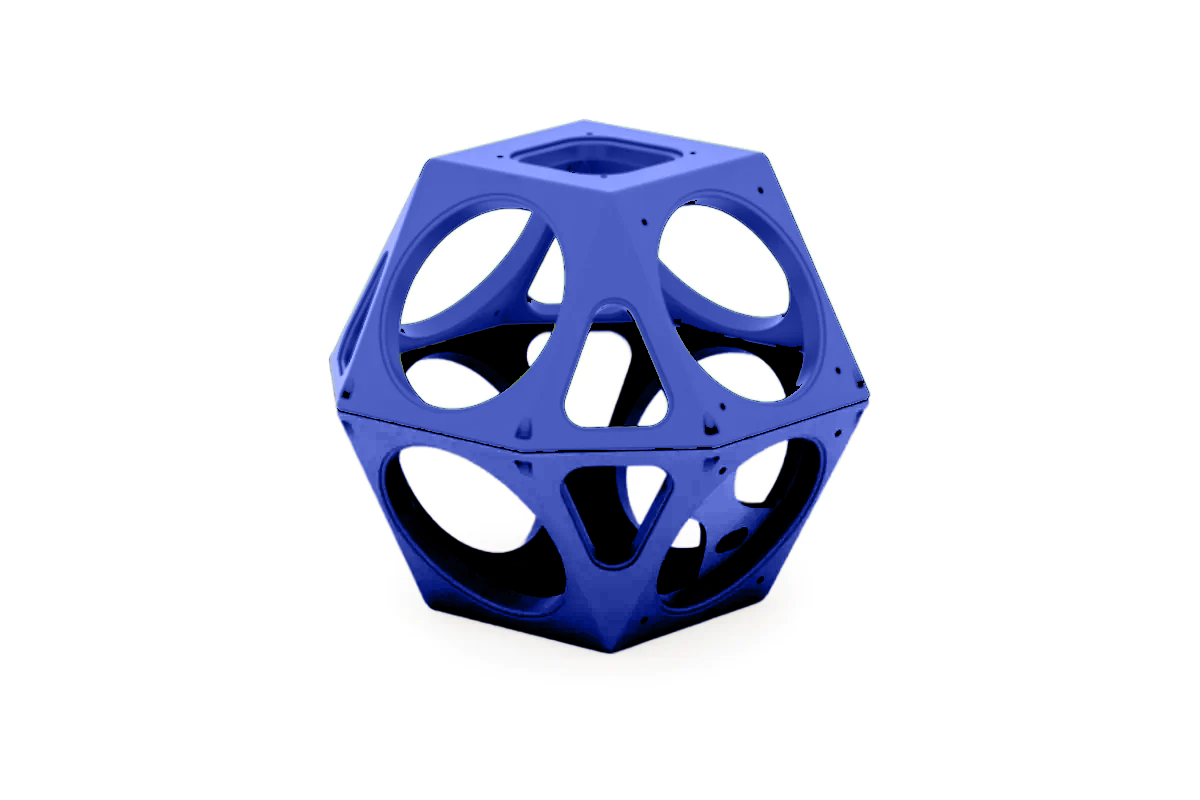 Blue geometric climbing equipment with circular cutouts, designed for play sets or standalone use.