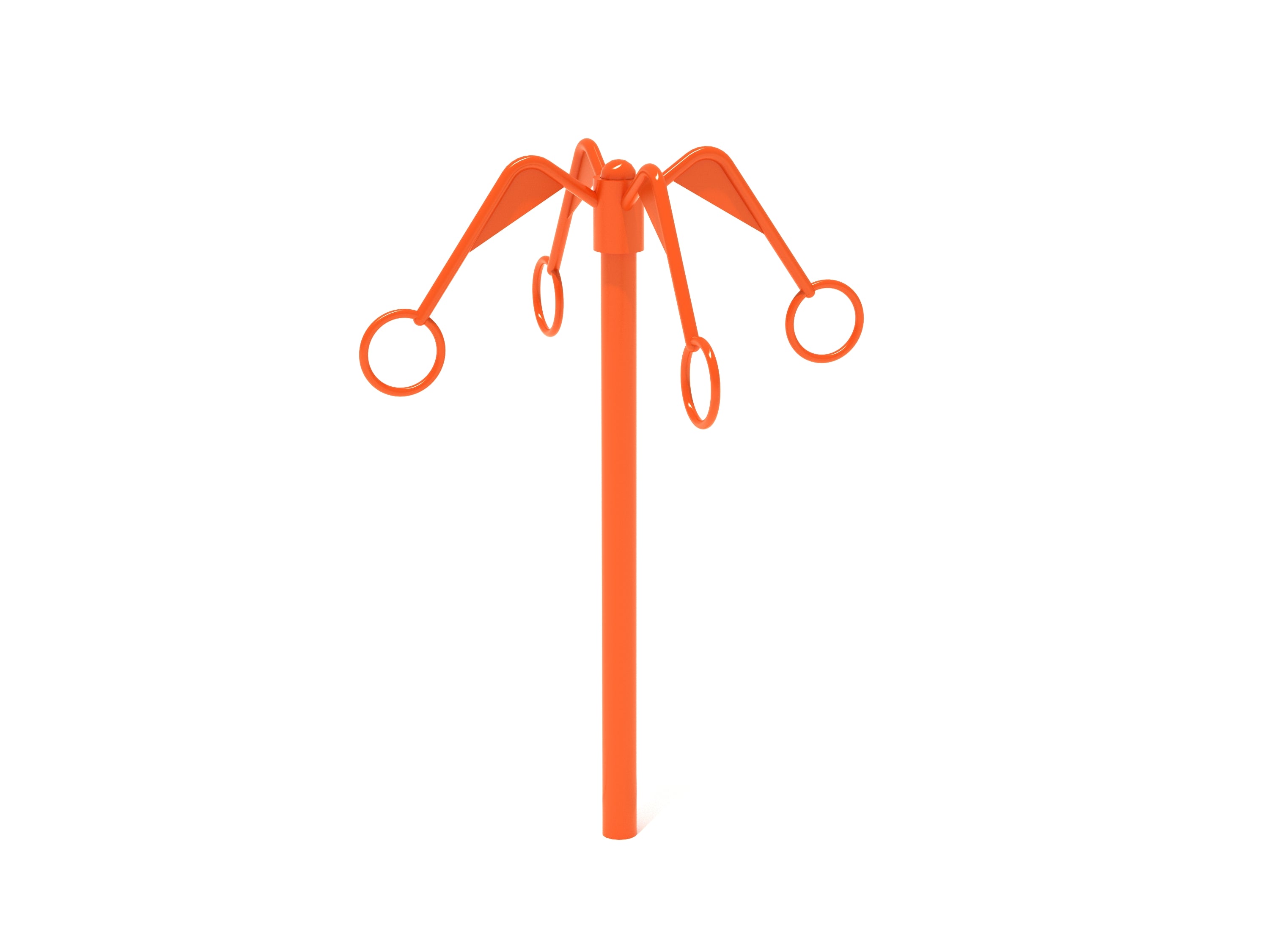 Loop Whirler Spinner bright orange steel playground merry-go-round with four loop handles for spinning fun