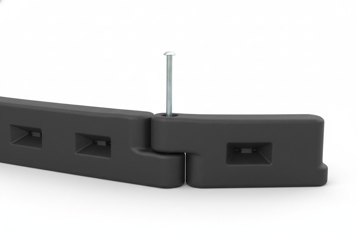 Plastic Playground Border with Spike, black durable interlocking border securing wood mulch playground surface