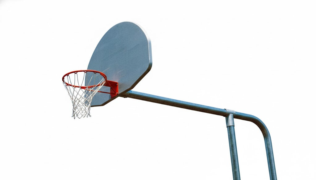 Super 7' Extension Basketball Goal with galvanized steel post, aluminum backboard, and heavy-duty steel chain net for outdoor play