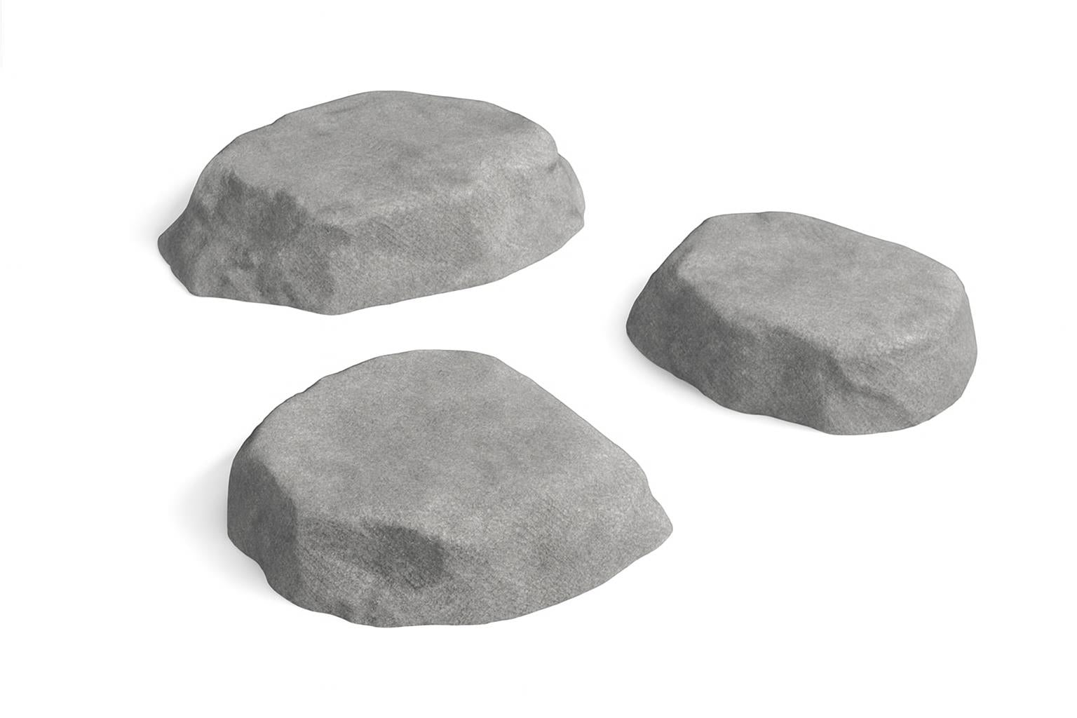 Nature Rocks Stepping Boulders set of 3, overhead view, hand-painted naturalistic climbing stones on playground surface